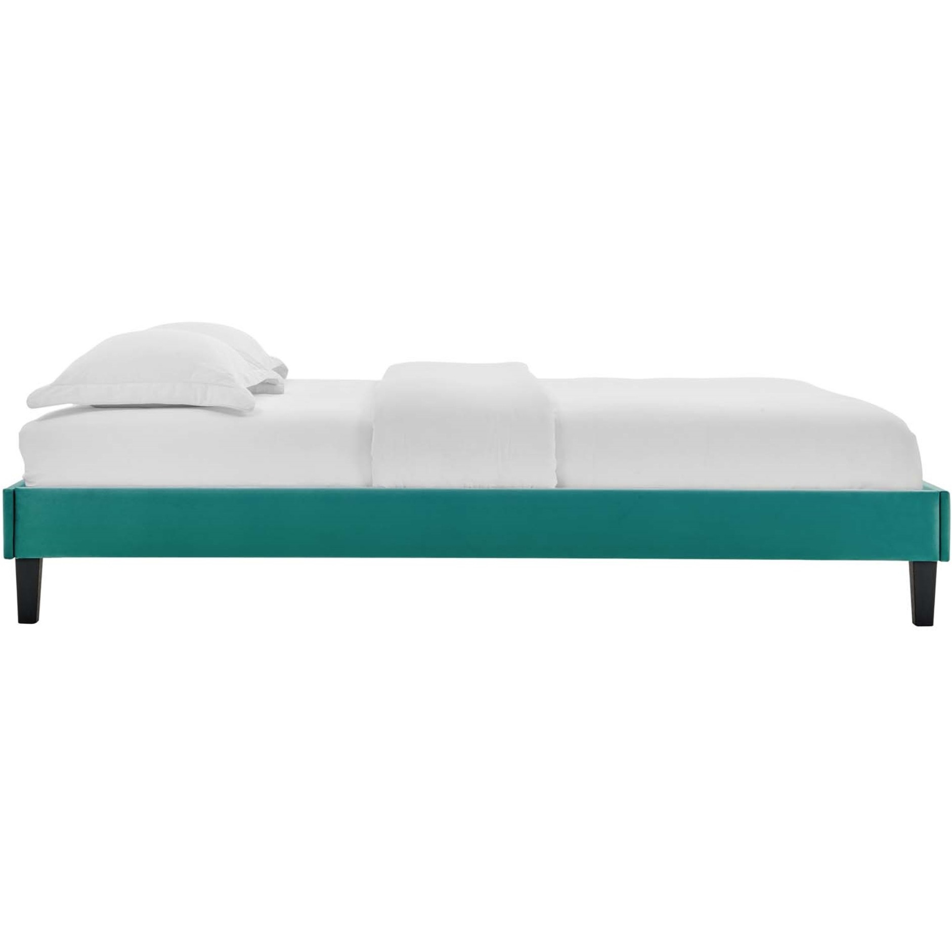 Reign Full Performance Velvet Platform Bed Frame Teal