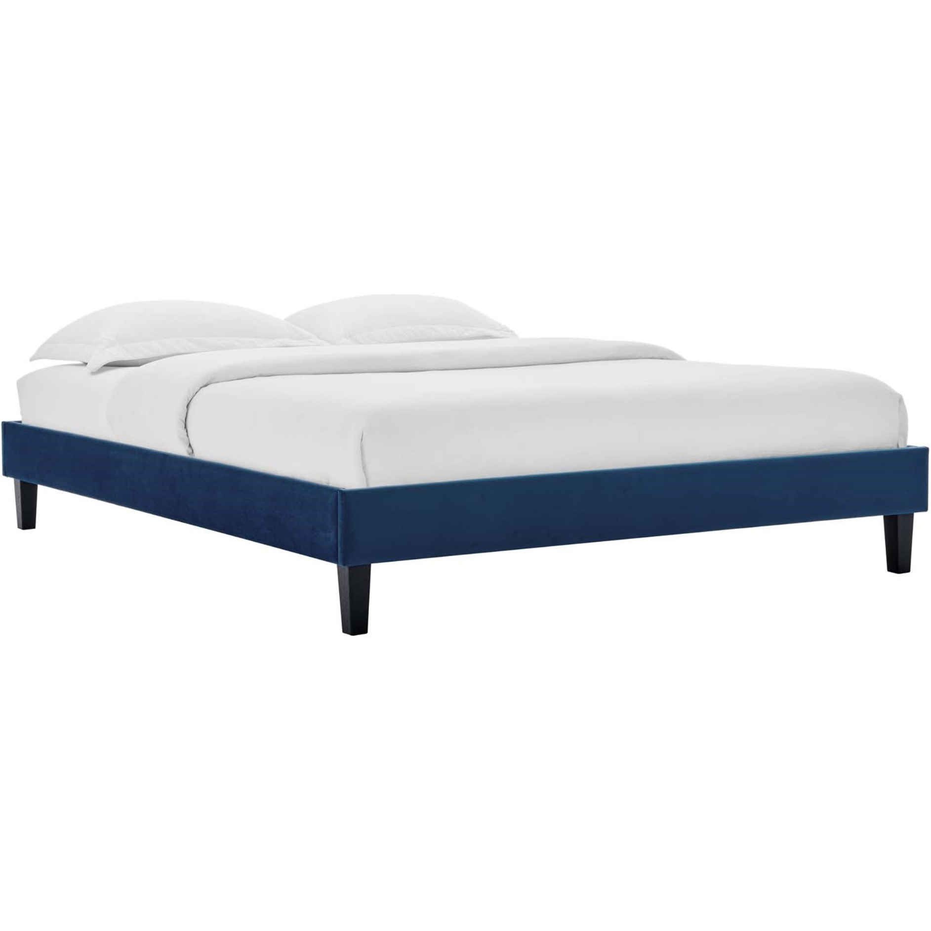 Reign King Performance Velvet Platform Bed Frame Navy