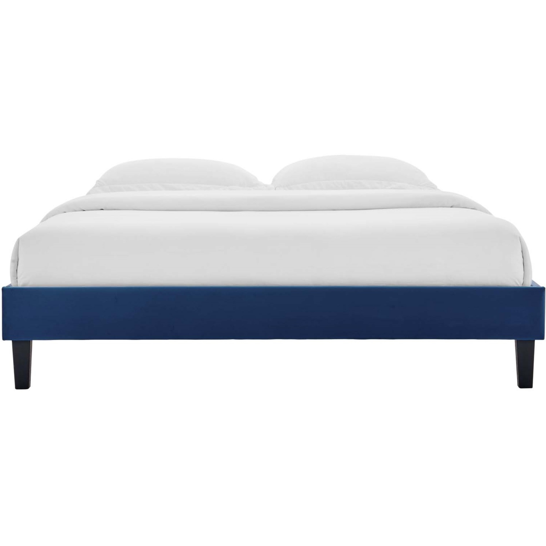 Reign King Performance Velvet Platform Bed Frame Navy