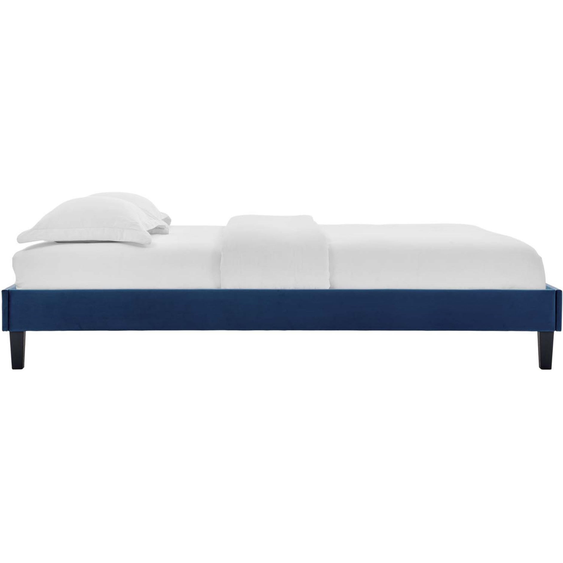 Reign King Performance Velvet Platform Bed Frame Navy