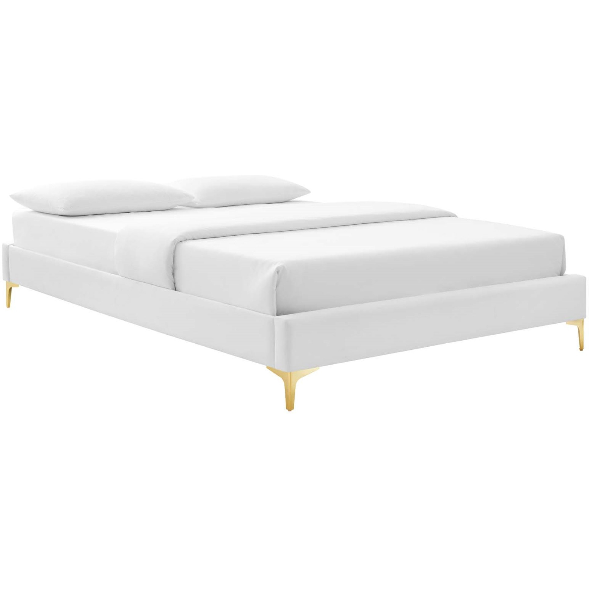 Sutton Queen Performance Velvet Bed Frame White