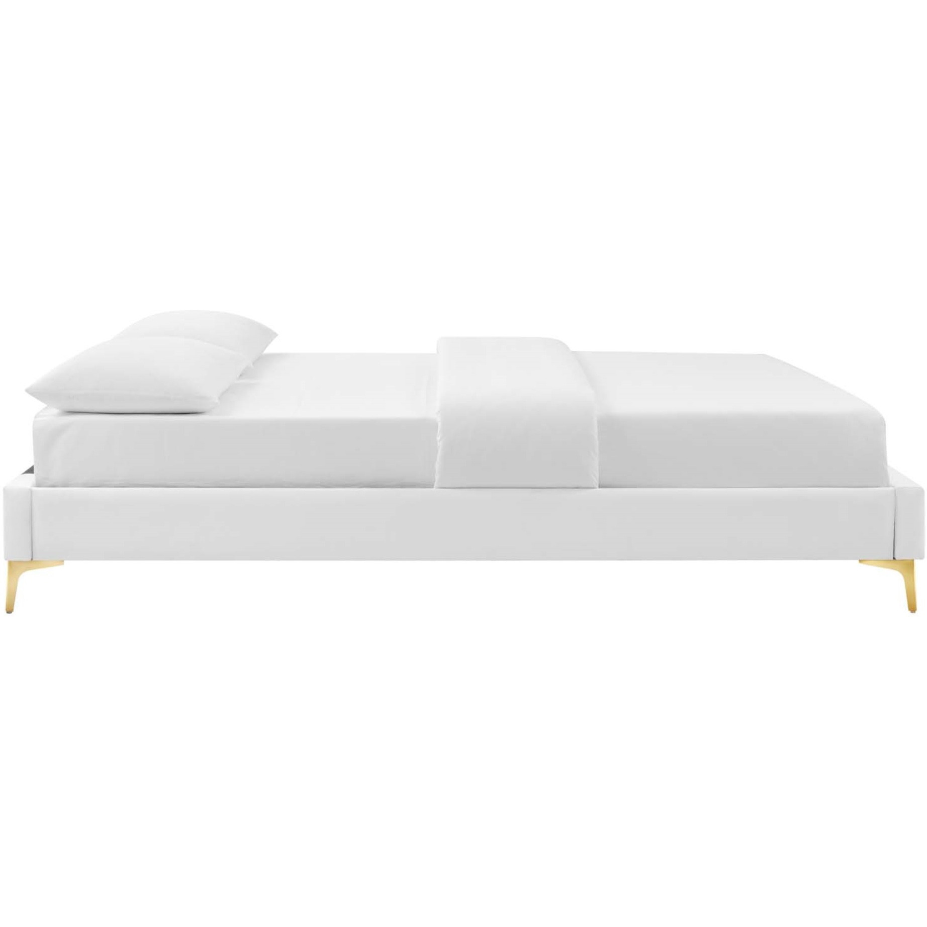 Sutton Queen Performance Velvet Bed Frame White