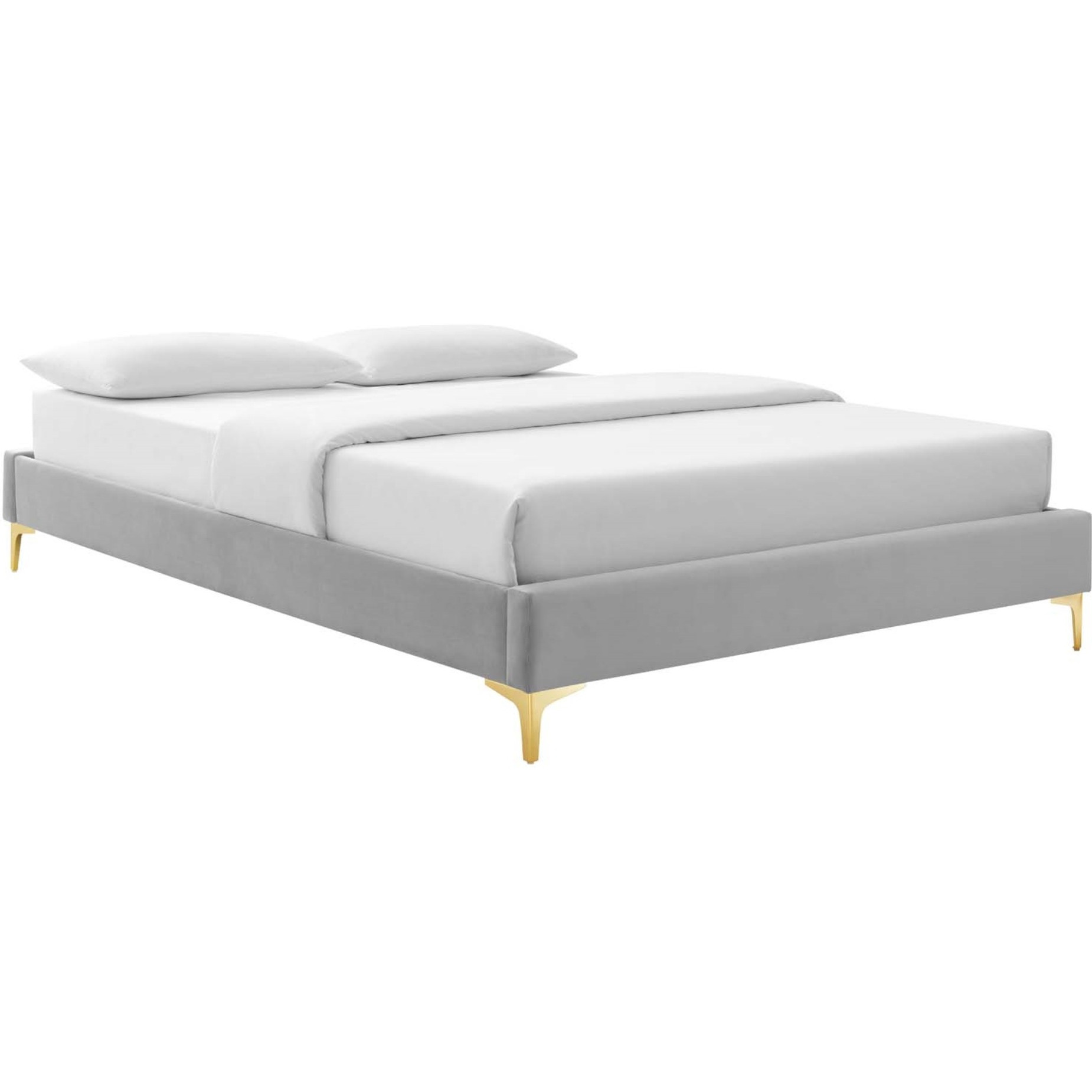 Sutton Twin Performance Velvet Bed Frame Light Gray