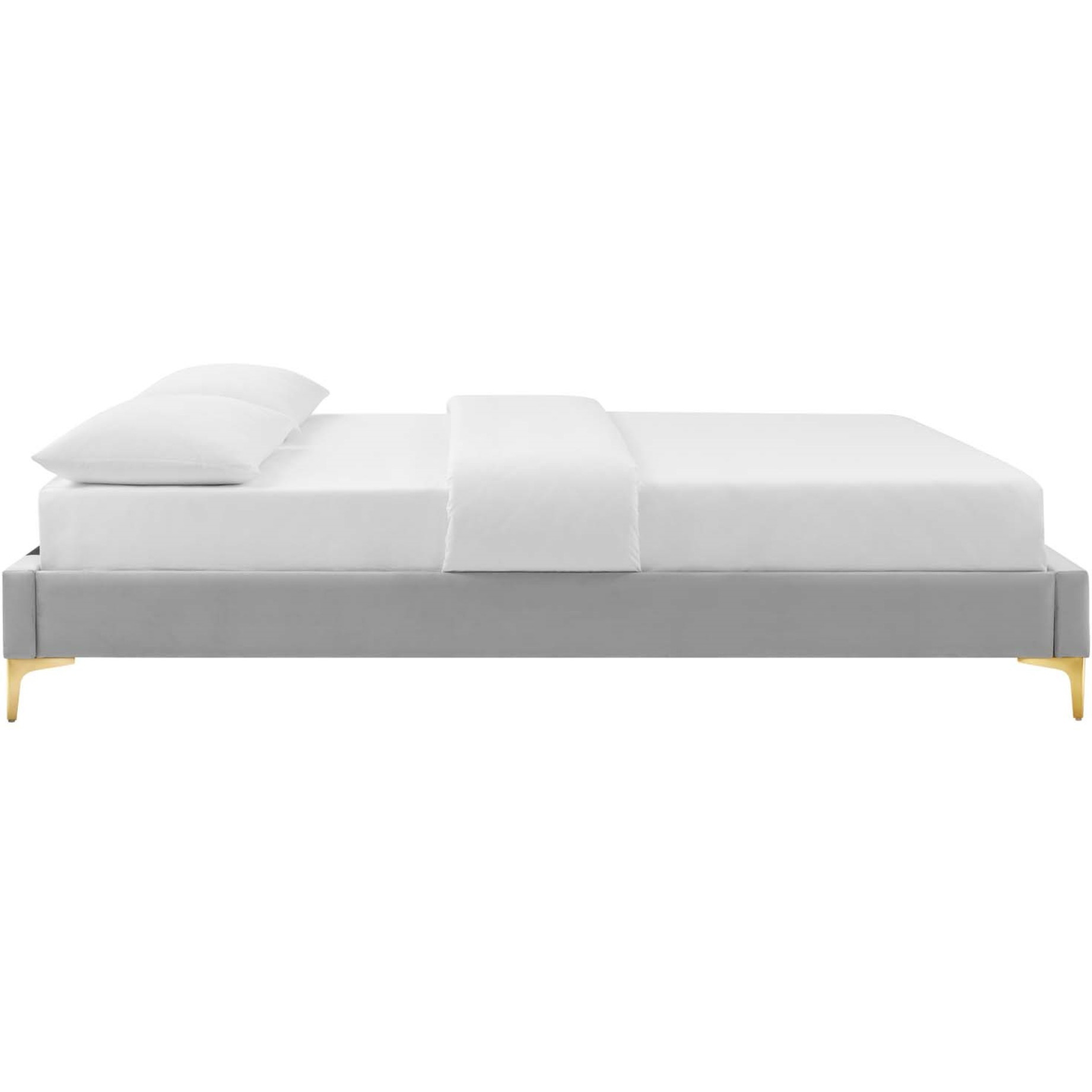 Sutton Twin Performance Velvet Bed Frame Light Gray