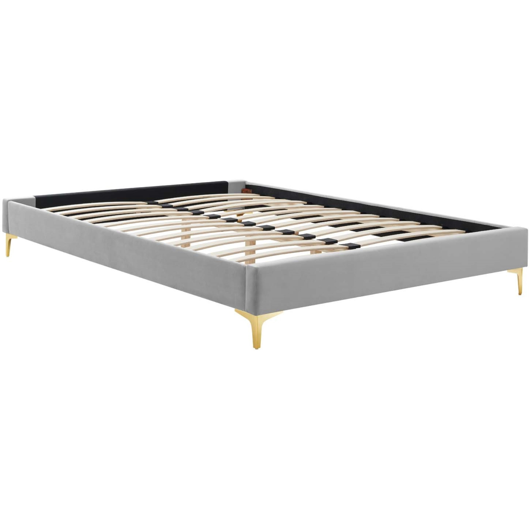 Sutton Twin Performance Velvet Bed Frame Light Gray
