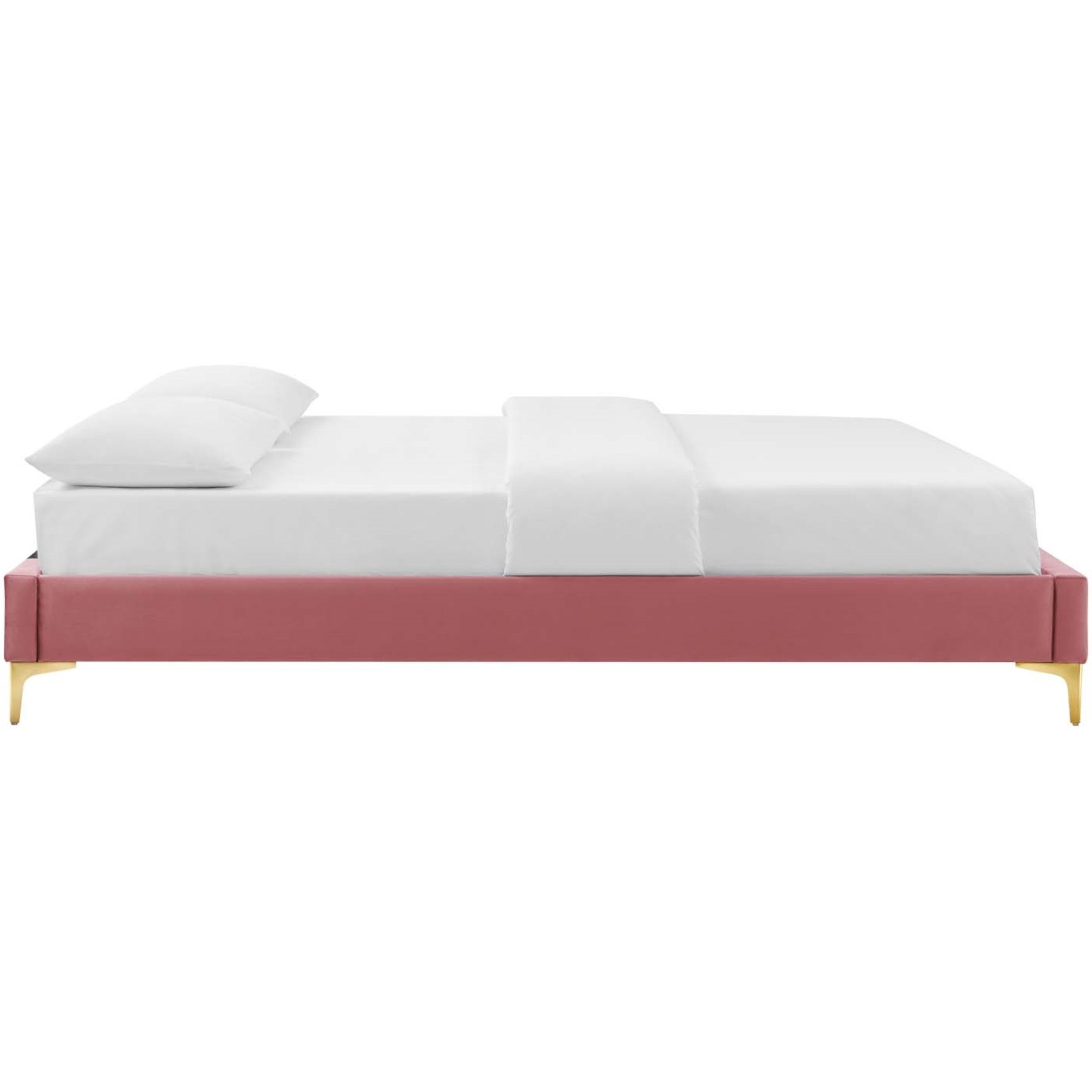 Sutton King Performance Velvet Bed Frame Dusty Rose