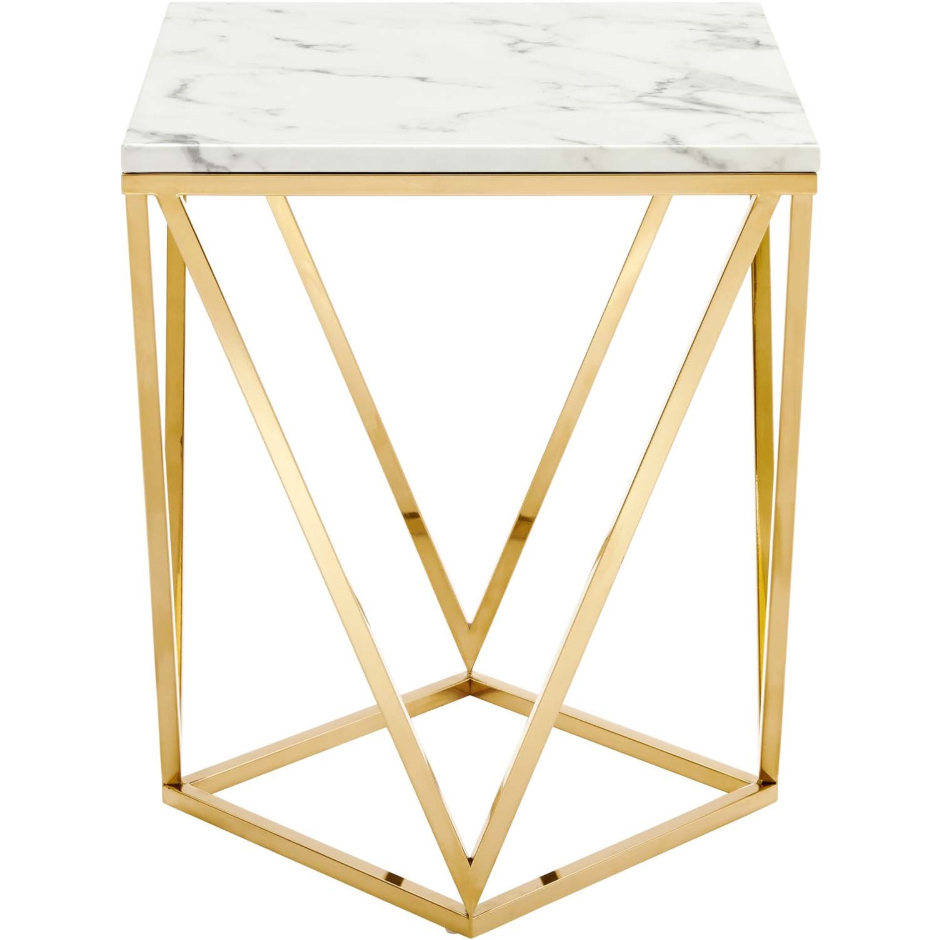 Vertex Gold Metal Stainless Steel End Table Gold White