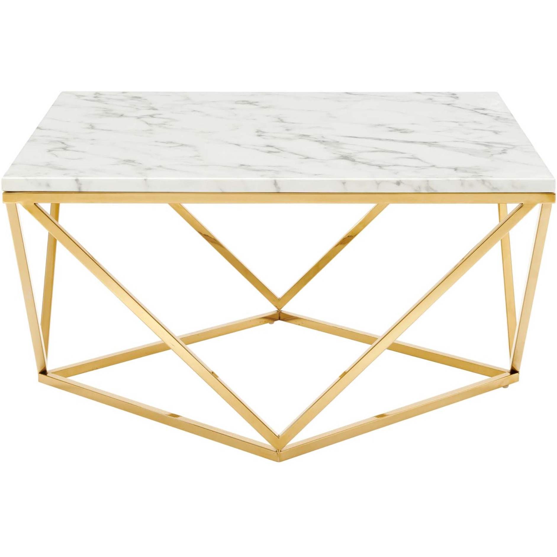 Vertex Gold Metal Stainless Steel Coffee Table Gold White