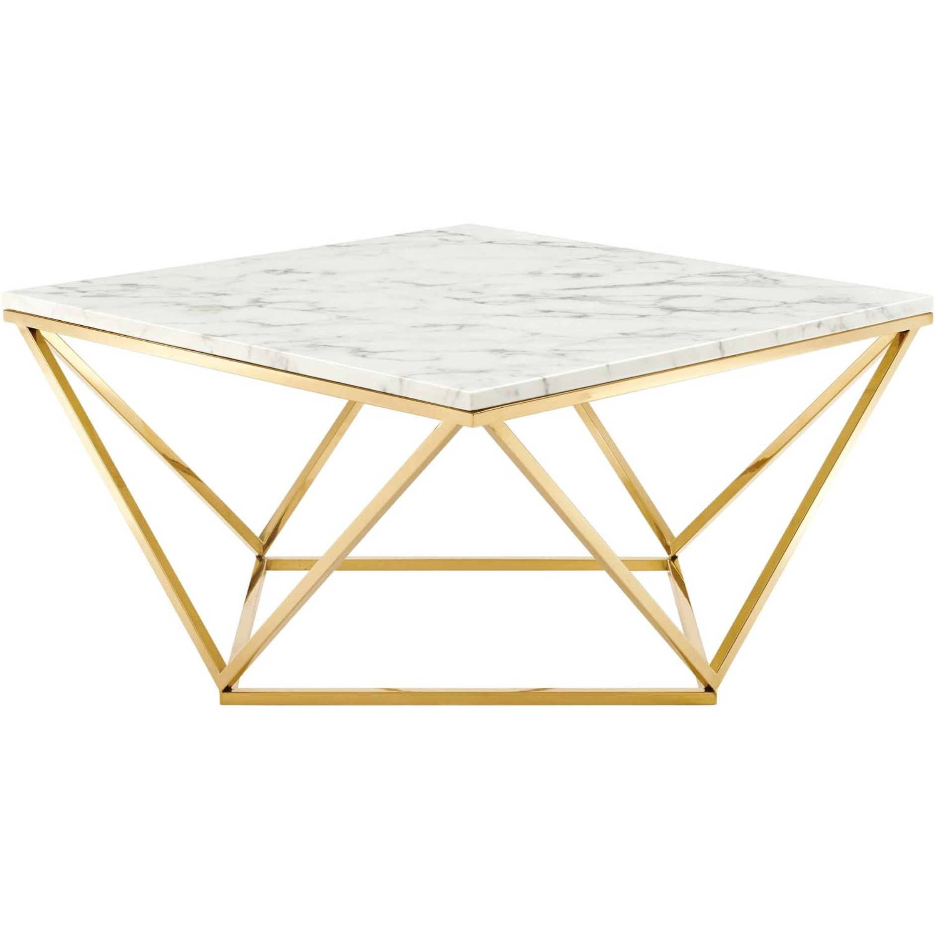 Vertex Gold Metal Stainless Steel Coffee Table Gold White