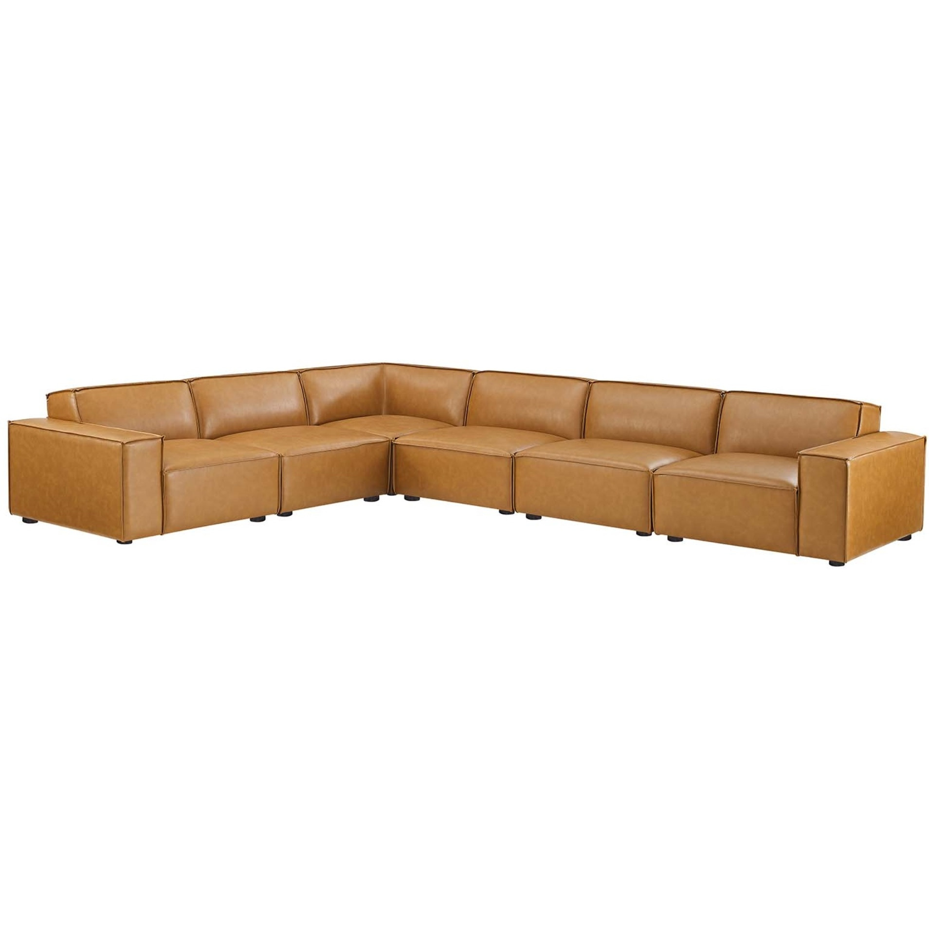 Restore 6-Piece Vegan Leather Sectional Sofa Tan