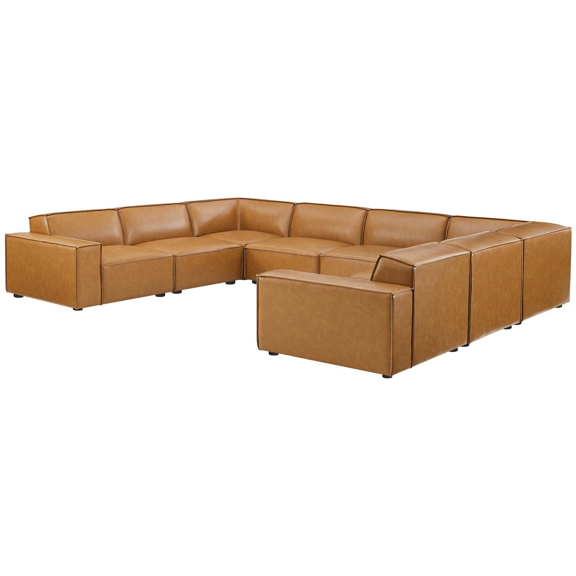 Restore 8-Piece Vegan Leather Sectional Sofa Tan