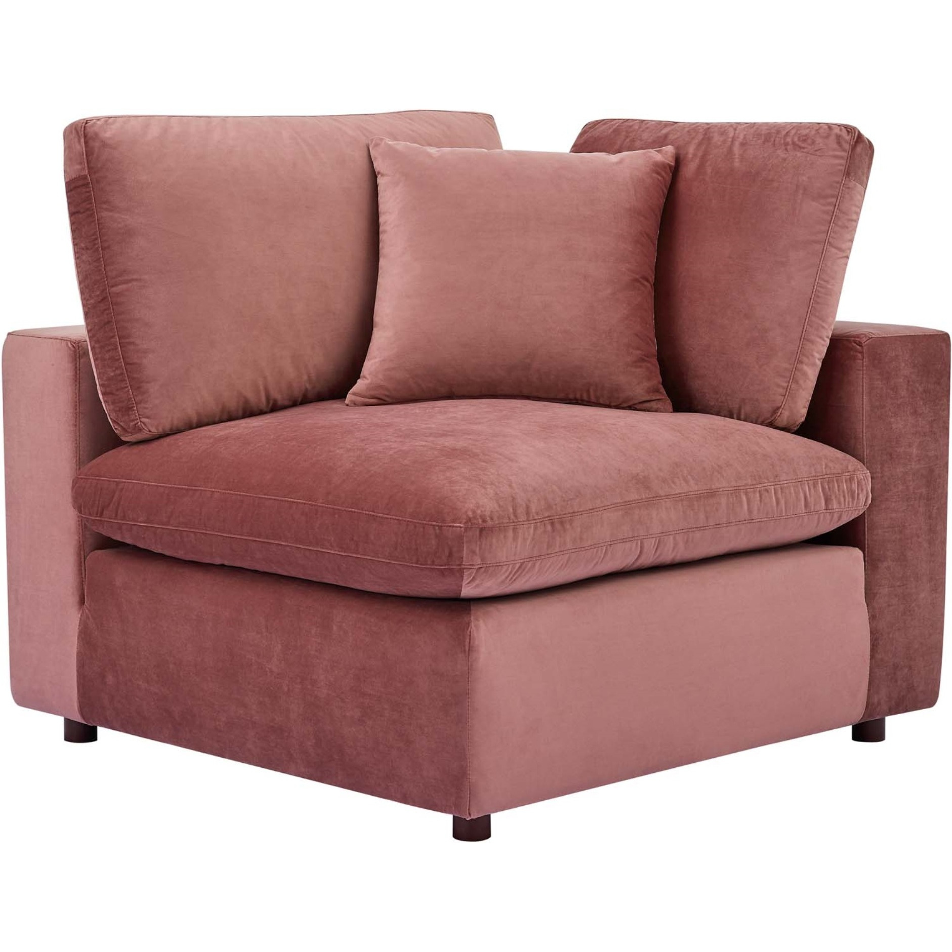 Commix Down Filled Overstuffed Performance Velvet Corner Chair Dusty Rose