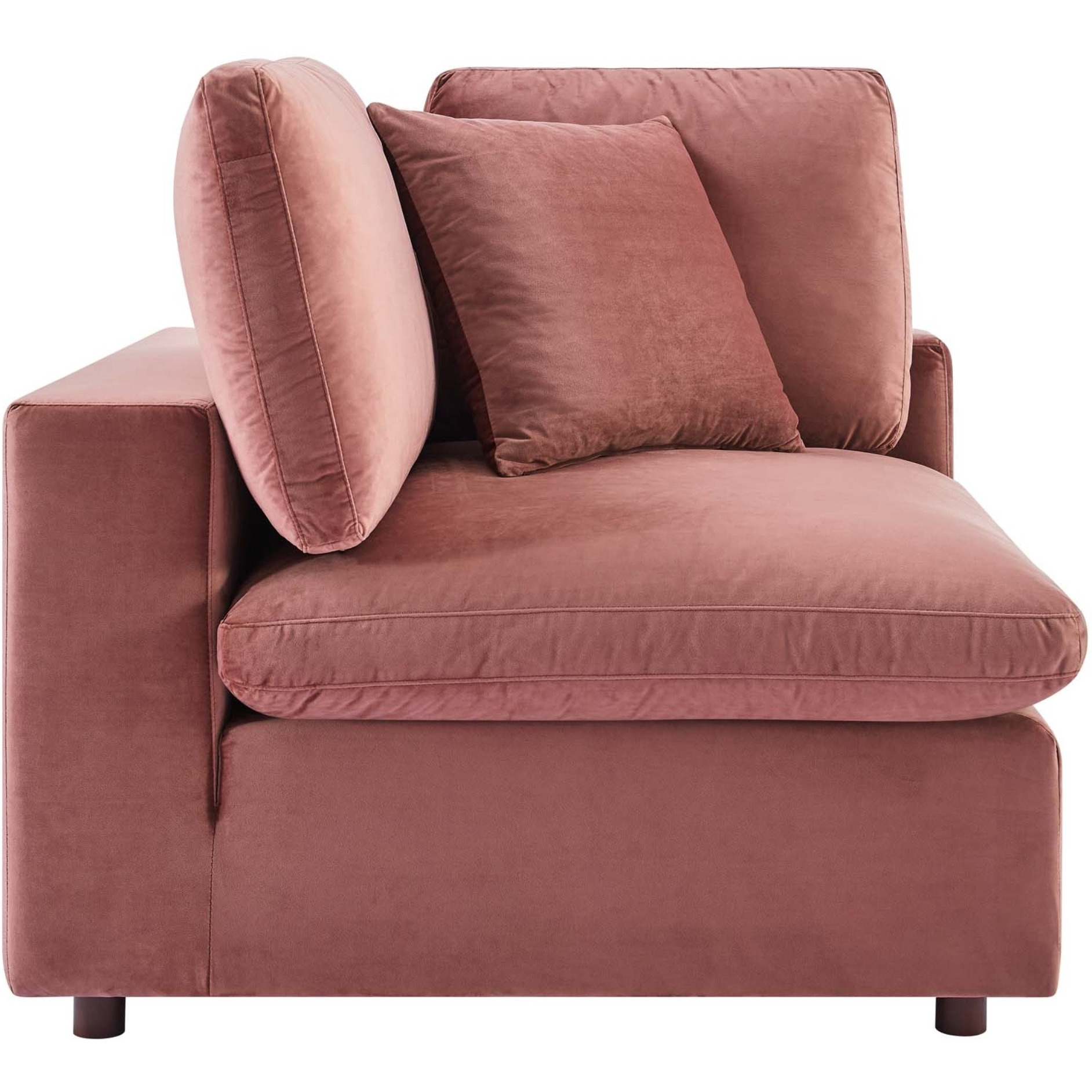 Commix Down Filled Overstuffed Performance Velvet Corner Chair Dusty Rose
