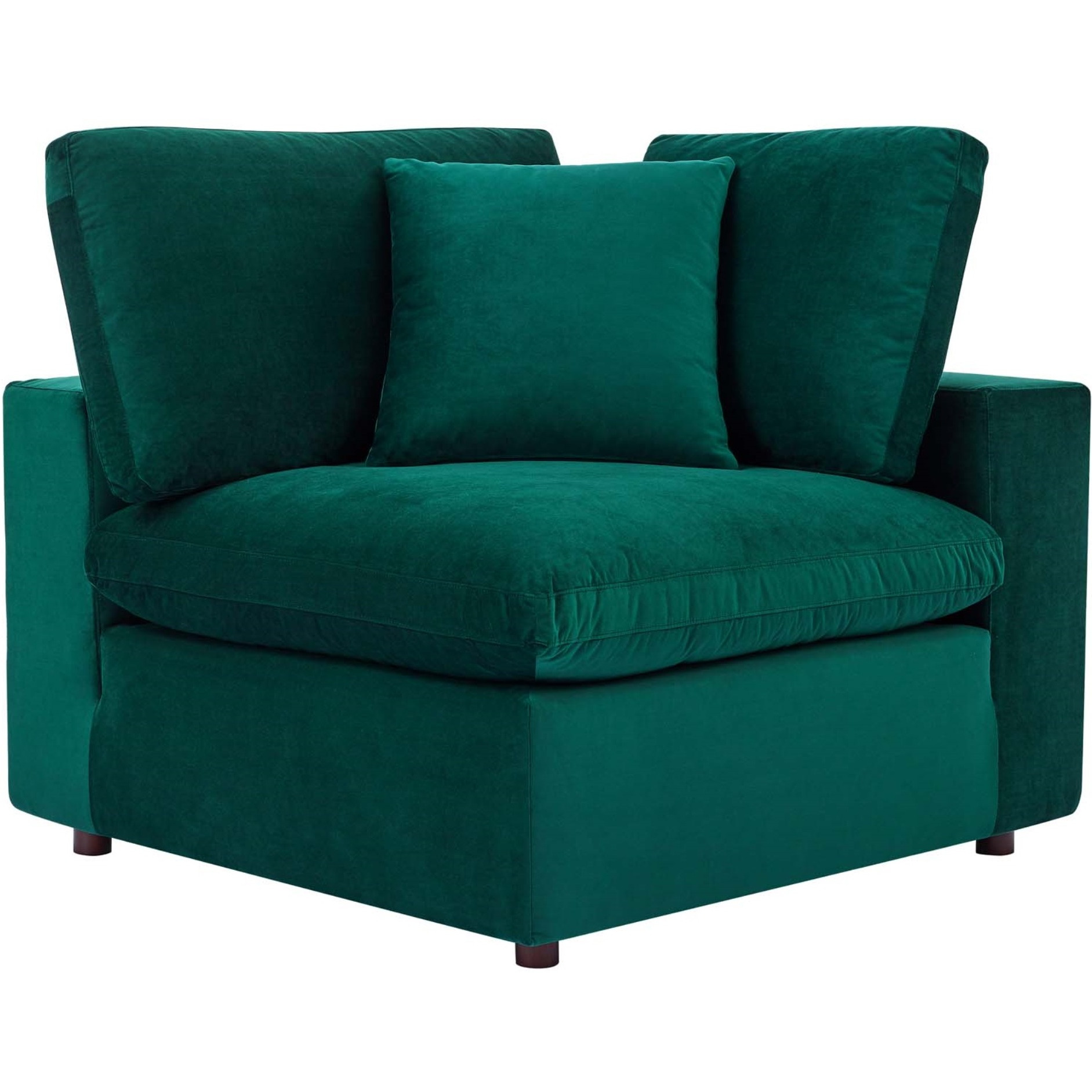 Commix Down Filled Overstuffed Performance Velvet Corner Chair Green