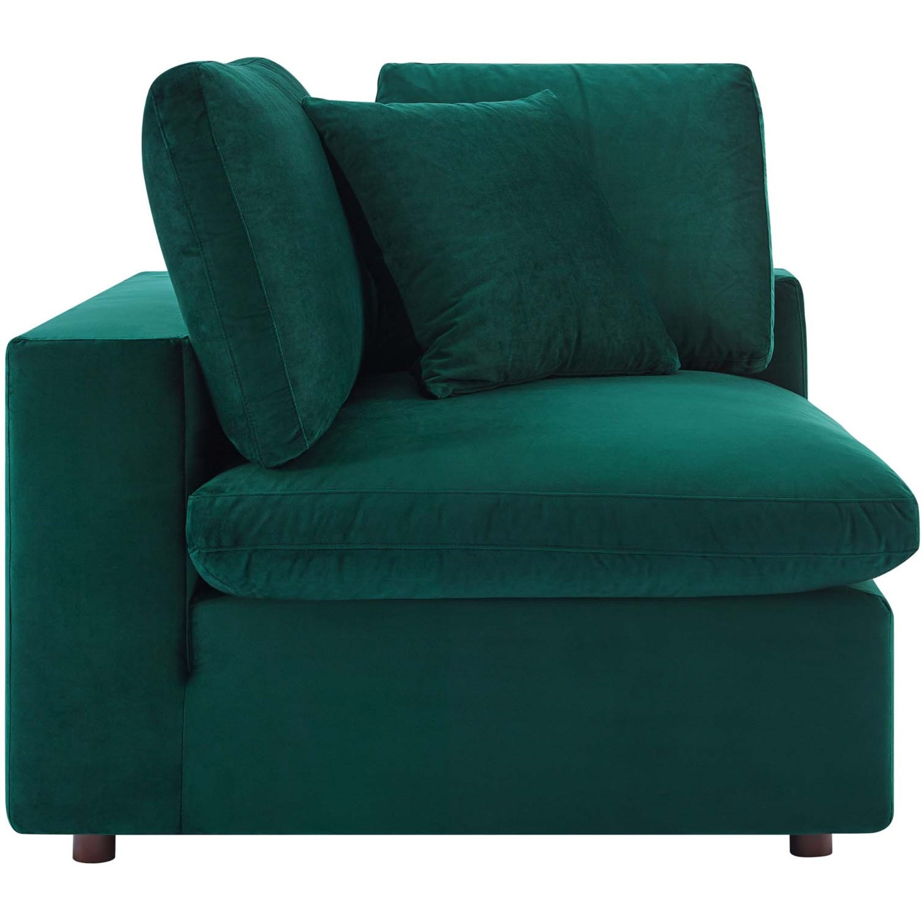 Commix Down Filled Overstuffed Performance Velvet Corner Chair Green