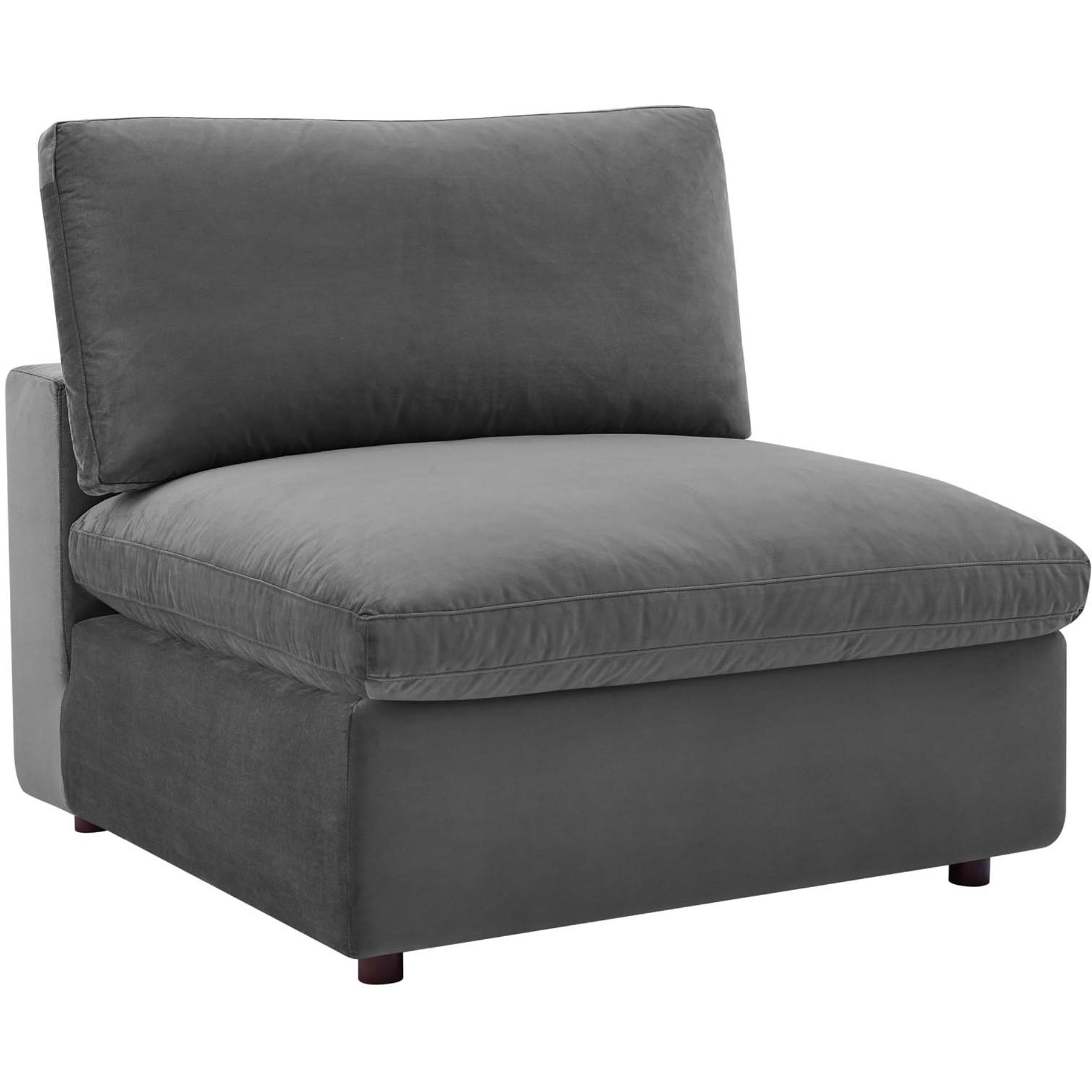 Commix Down Filled Overstuffed Performance Velvet Armless Chair Gray