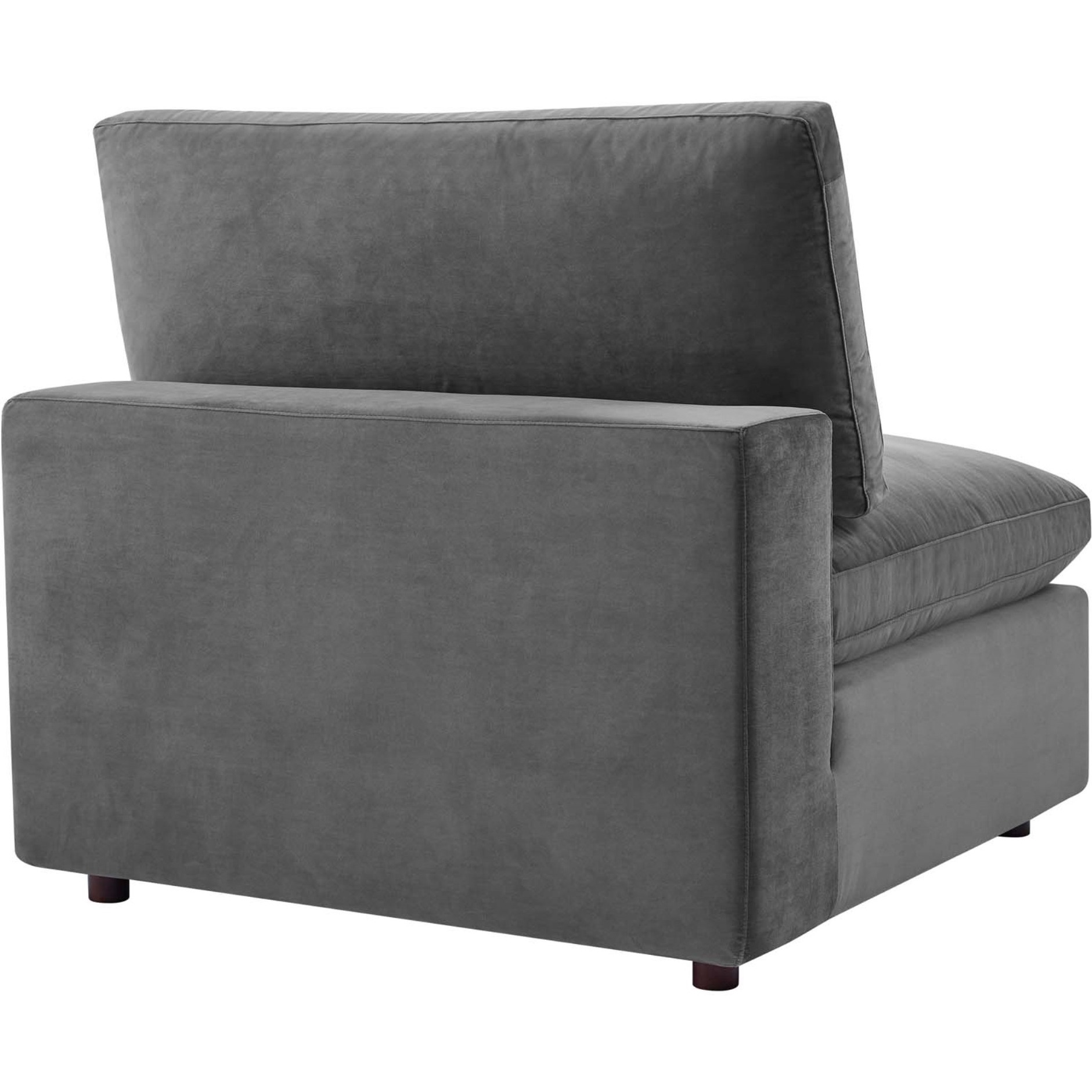 Commix Down Filled Overstuffed Performance Velvet Armless Chair Gray