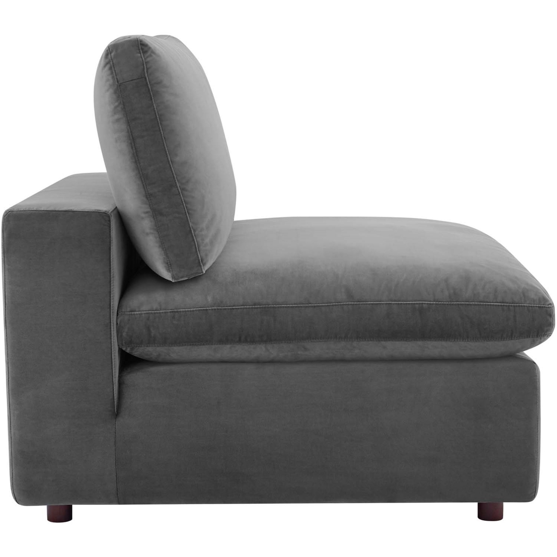 Commix Down Filled Overstuffed Performance Velvet Armless Chair Gray
