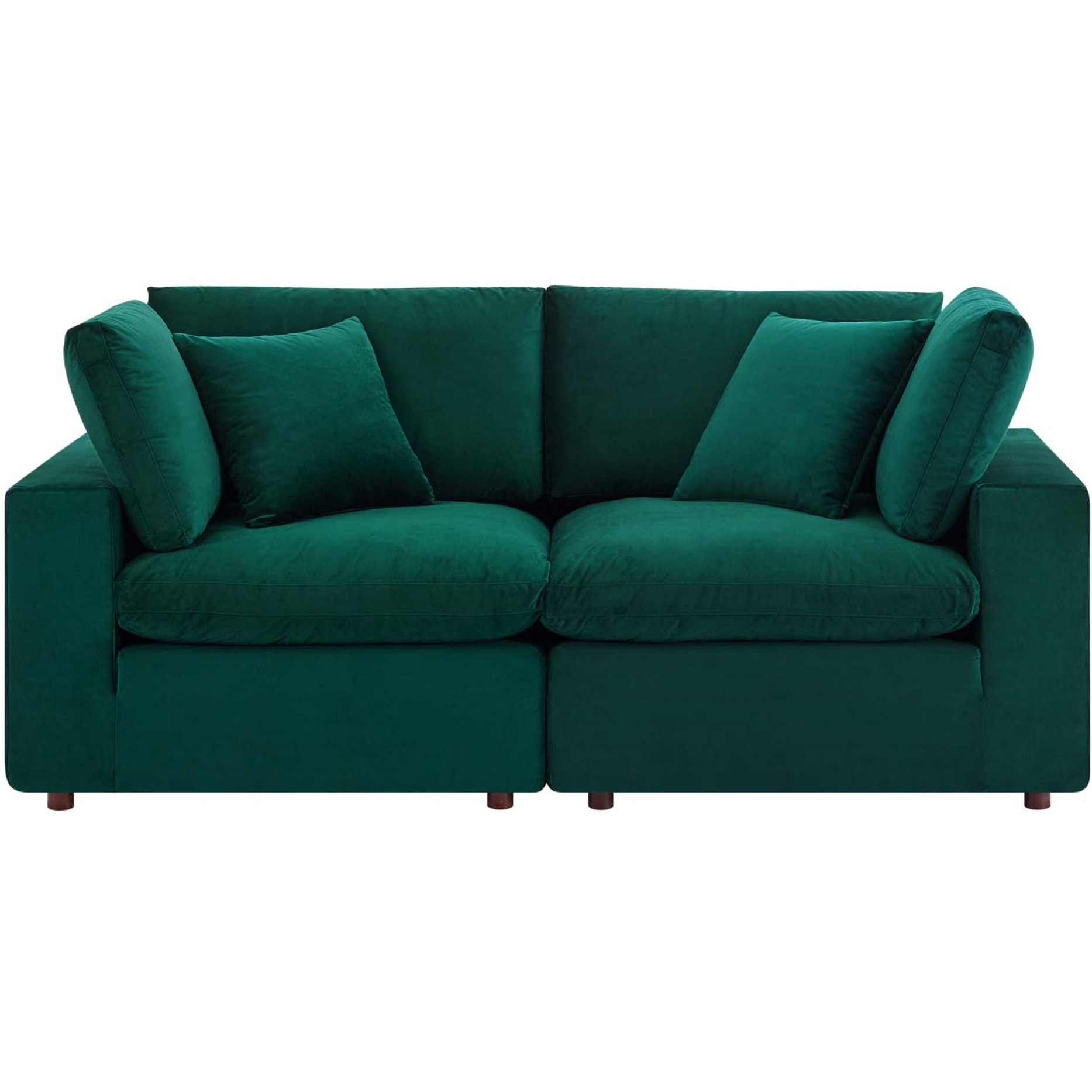 Commix Down Filled Overstuffed Performance Velvet Loveseat Green