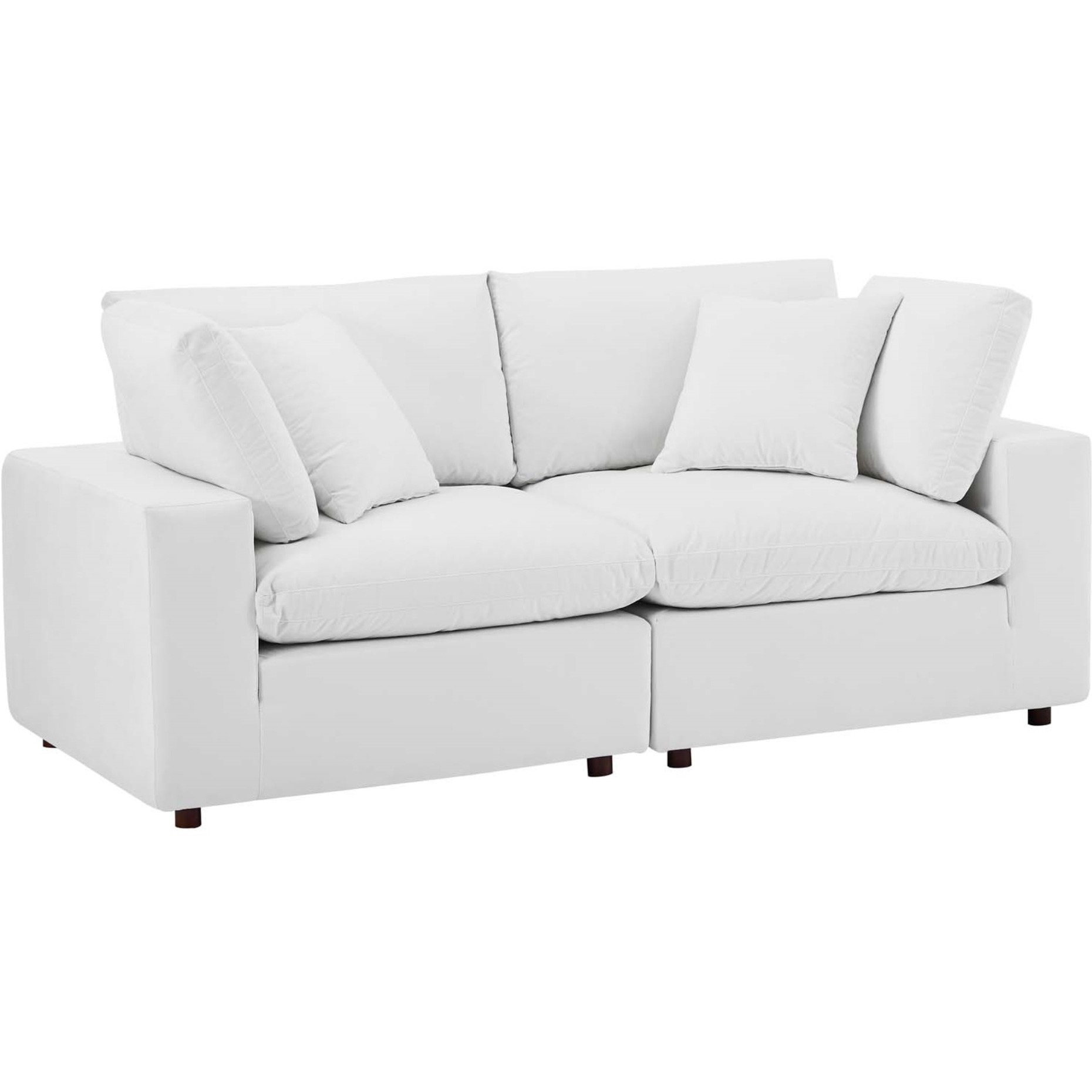 Commix Down Filled Overstuffed Performance Velvet Loveseat White