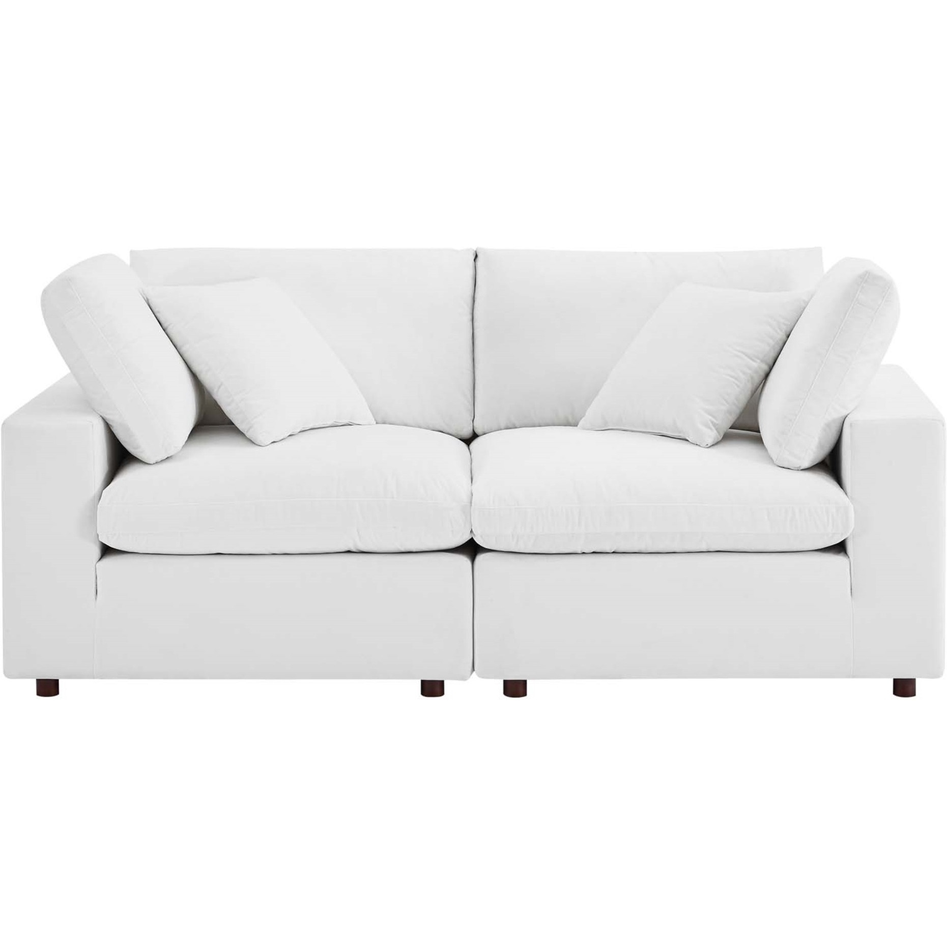 Commix Down Filled Overstuffed Performance Velvet Loveseat White