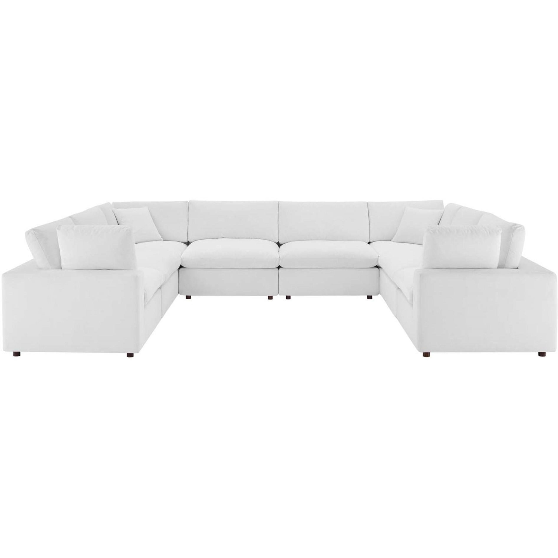 Commix Down Filled Overstuffed Performance Velvet 8-Piece Sectional Sofa White
