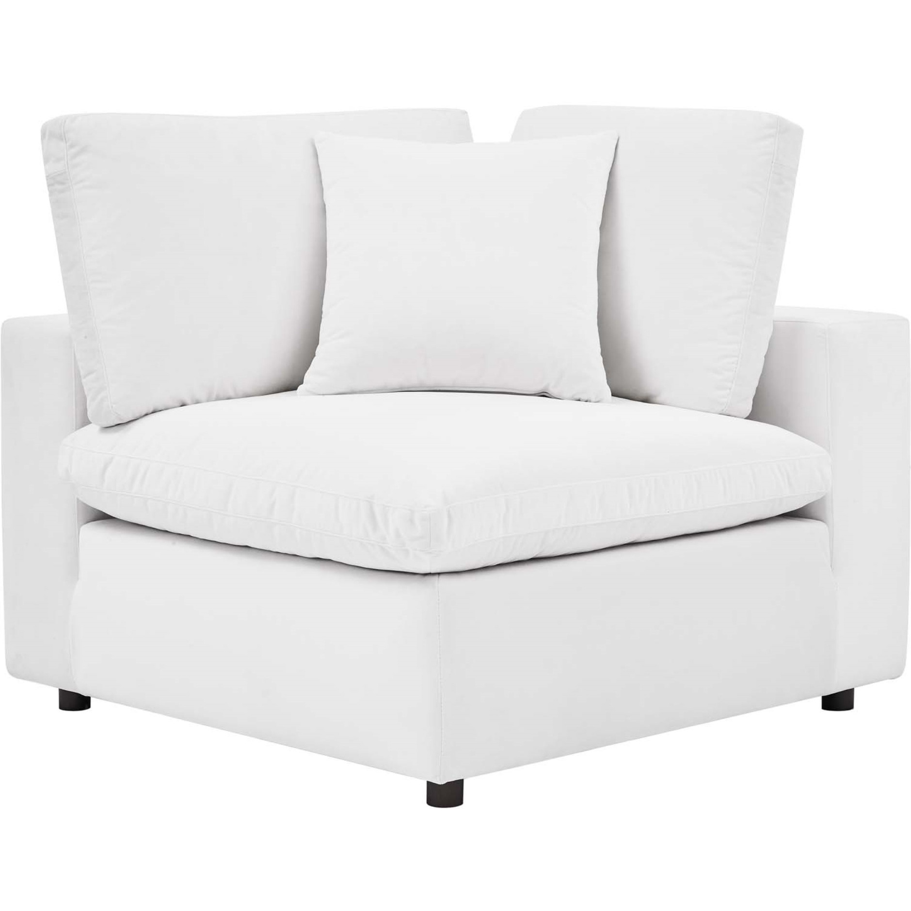 Commix Down Filled Overstuffed Performance Velvet 8-Piece Sectional Sofa White