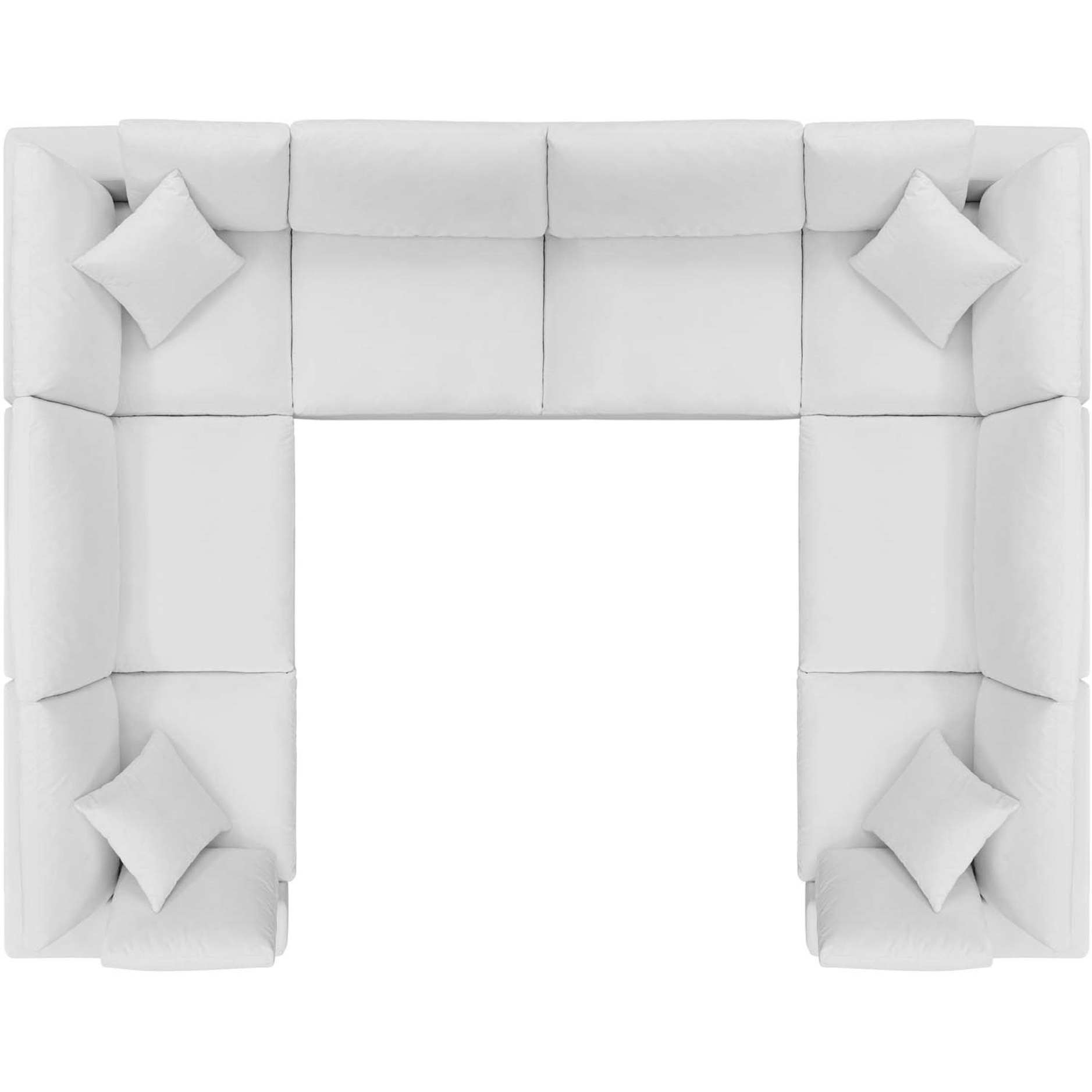 Commix Down Filled Overstuffed Performance Velvet 8-Piece Sectional Sofa White