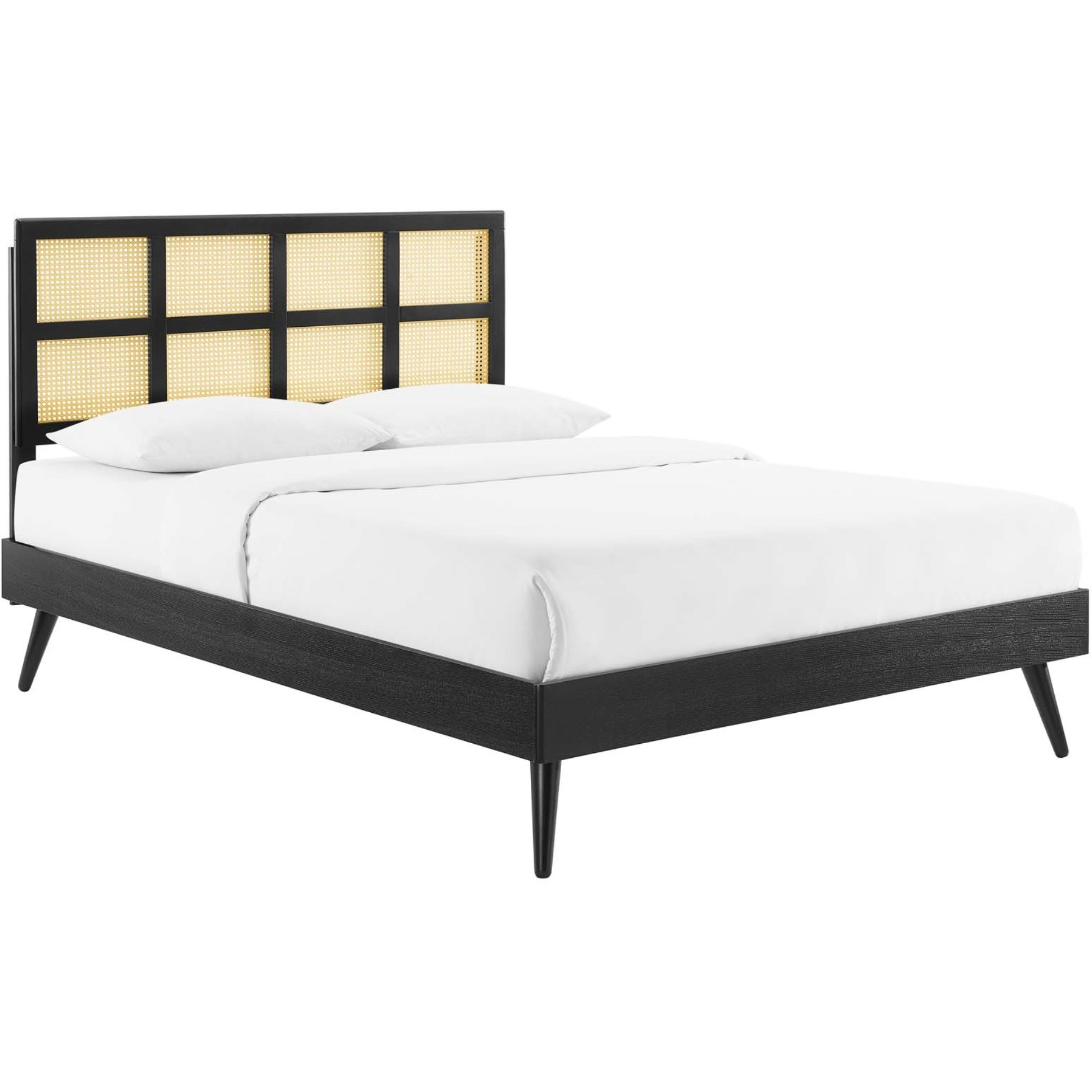 Sidney Cane and Wood King Platform Bed With Splayed Legs Black
