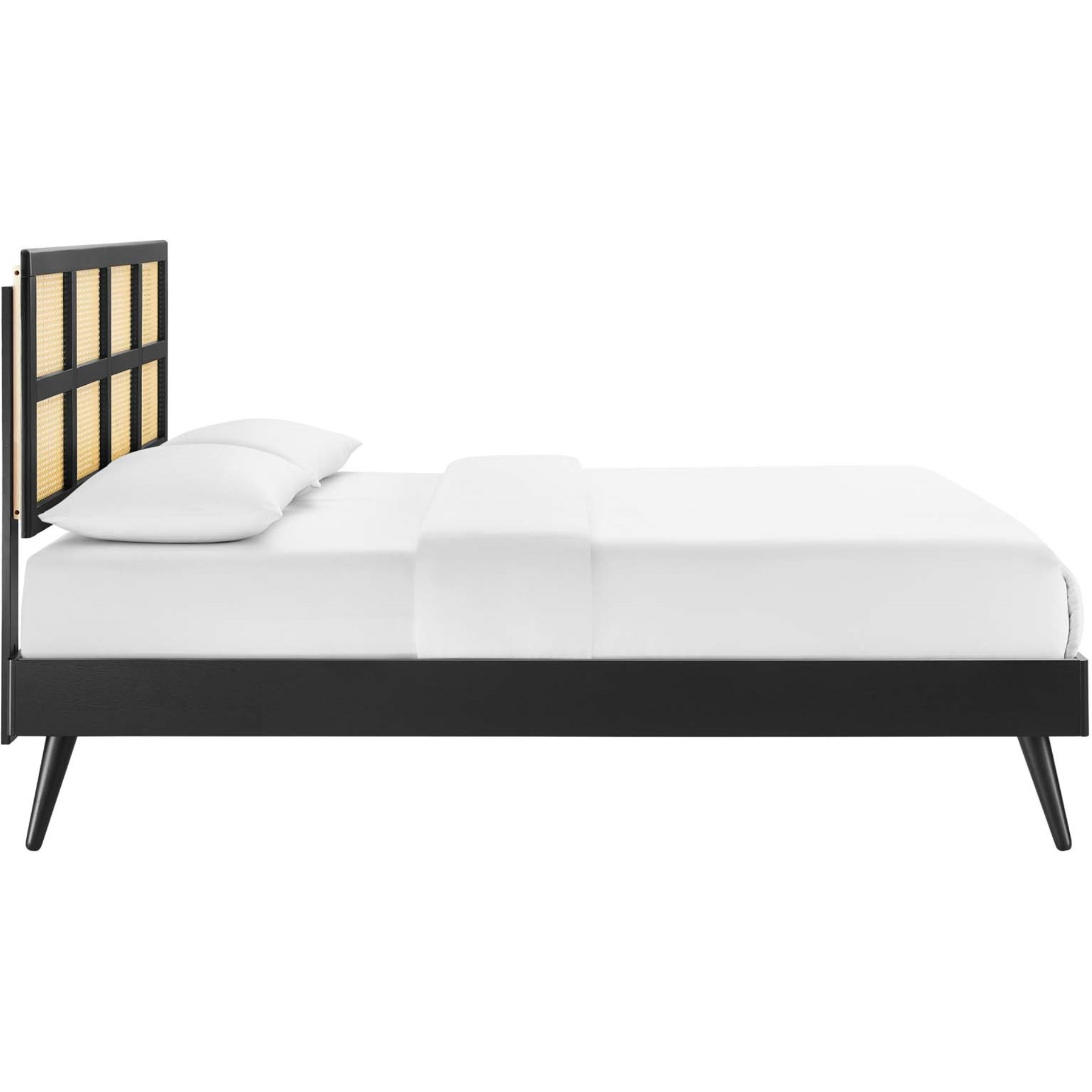Sidney Cane and Wood King Platform Bed With Splayed Legs Black
