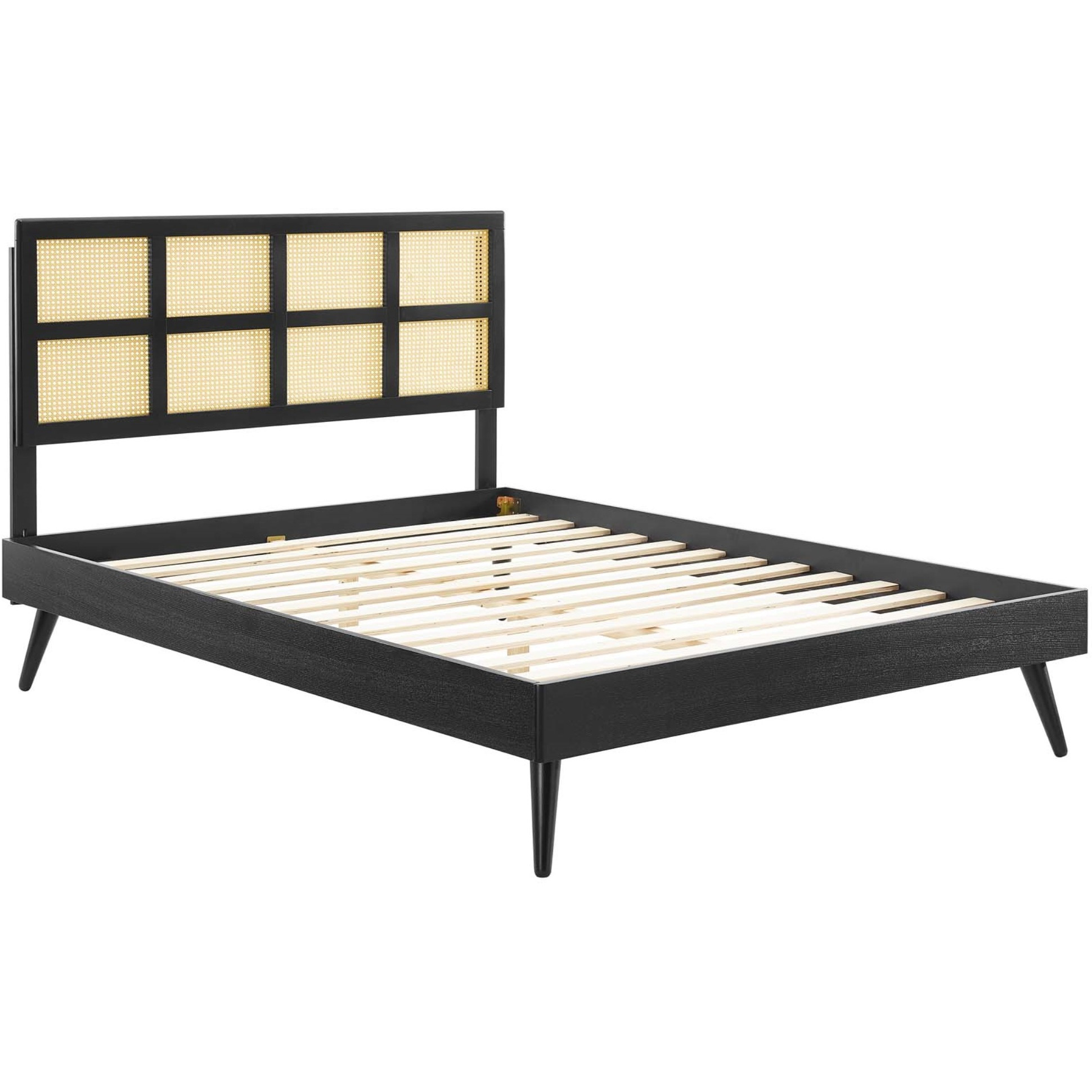 Sidney Cane and Wood King Platform Bed With Splayed Legs Black