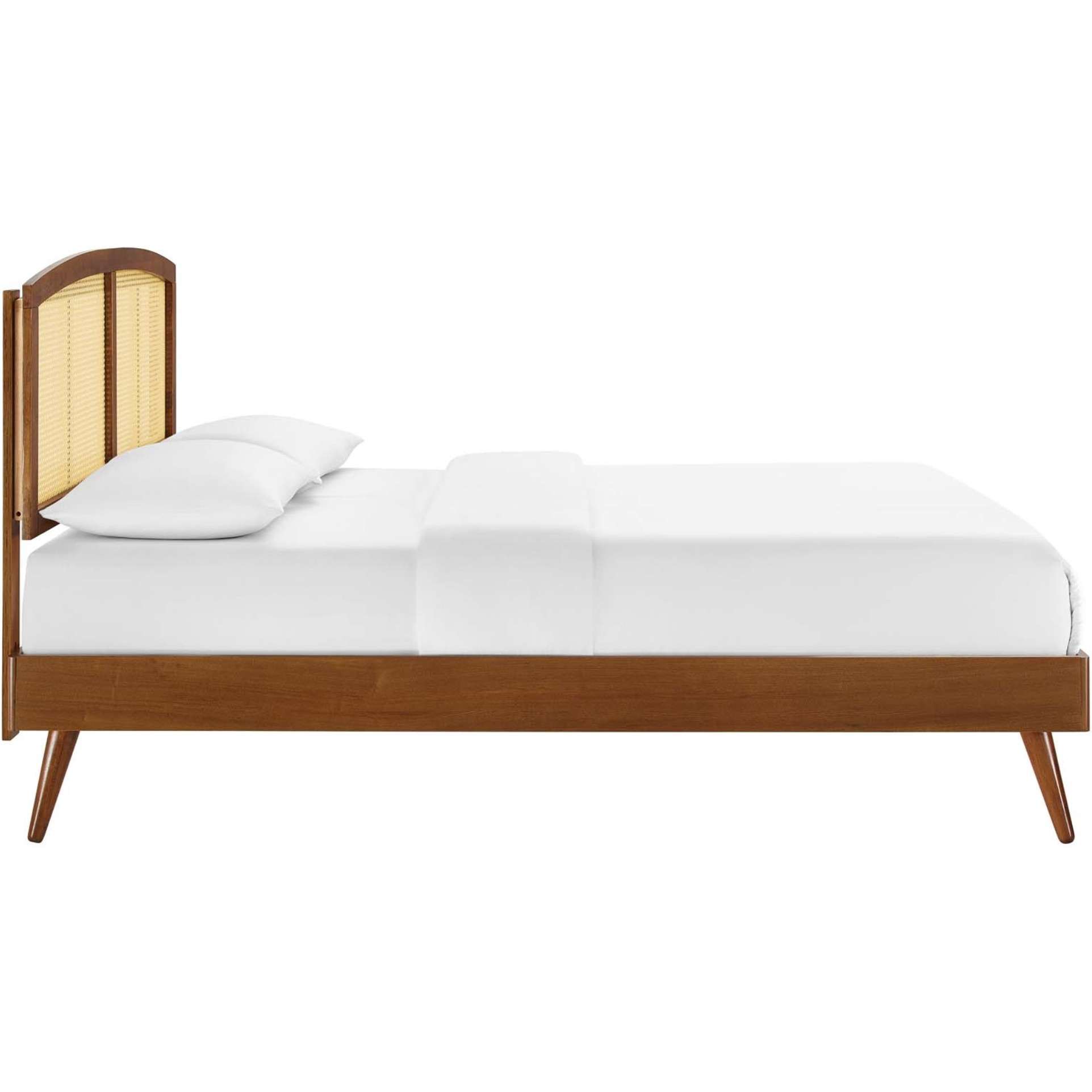 Sierra Cane and Wood King Platform Bed With Splayed Legs Walnut