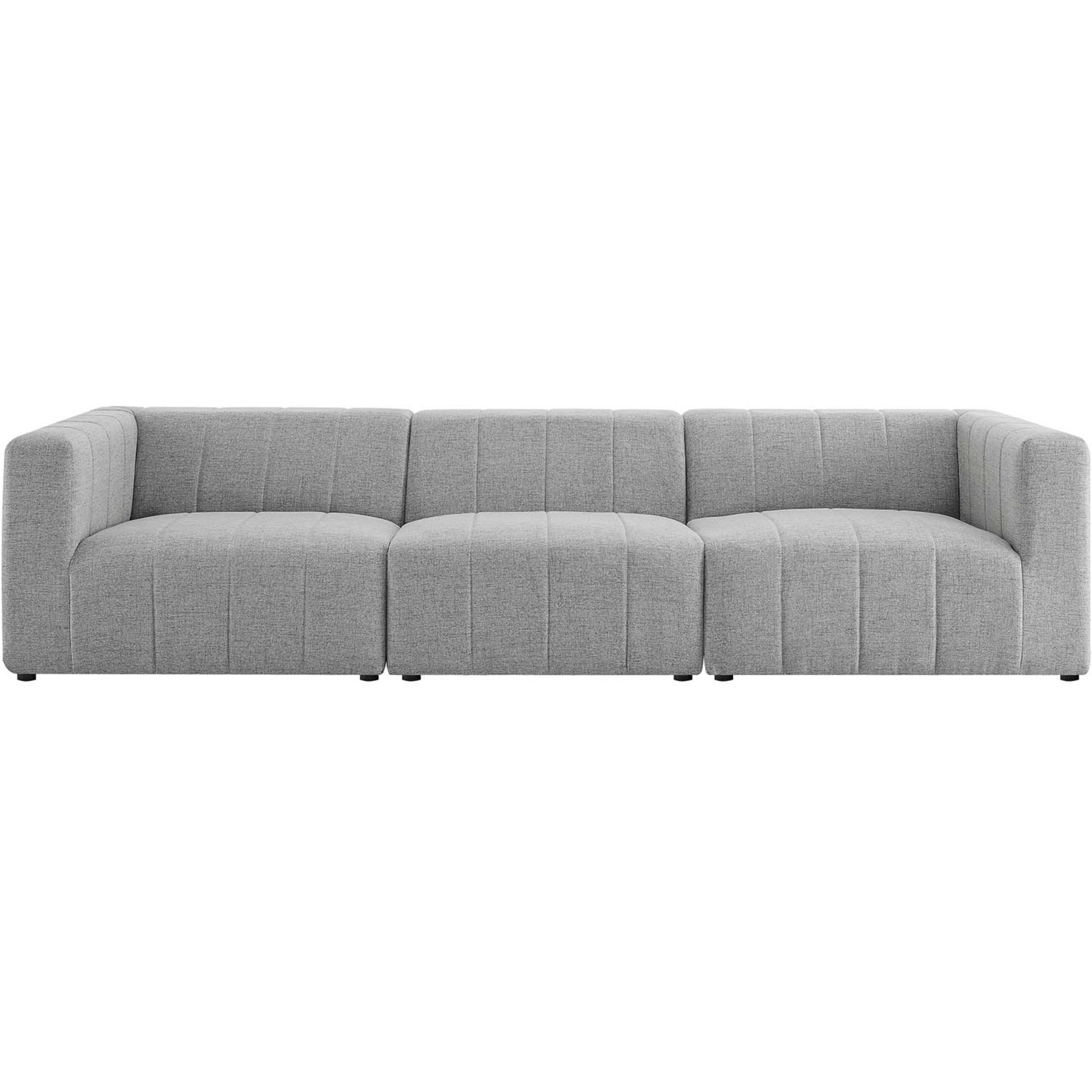 Bartlett Upholstered Fabric 3-Piece Sofa Light Gray