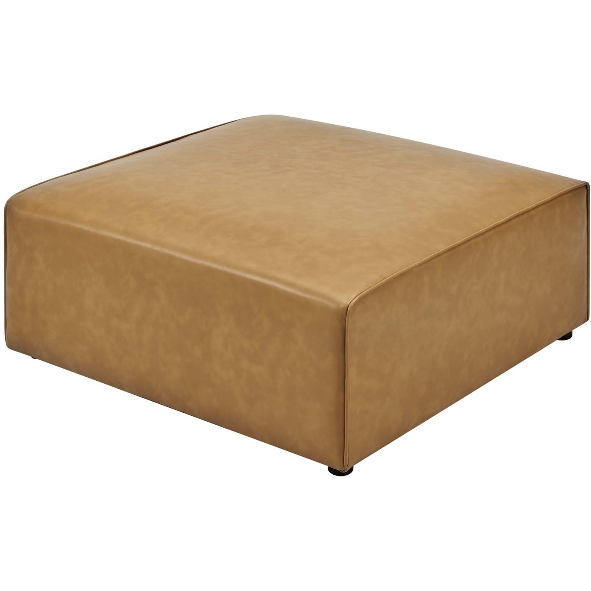 Mingle Vegan Leather Ottoman Tan
