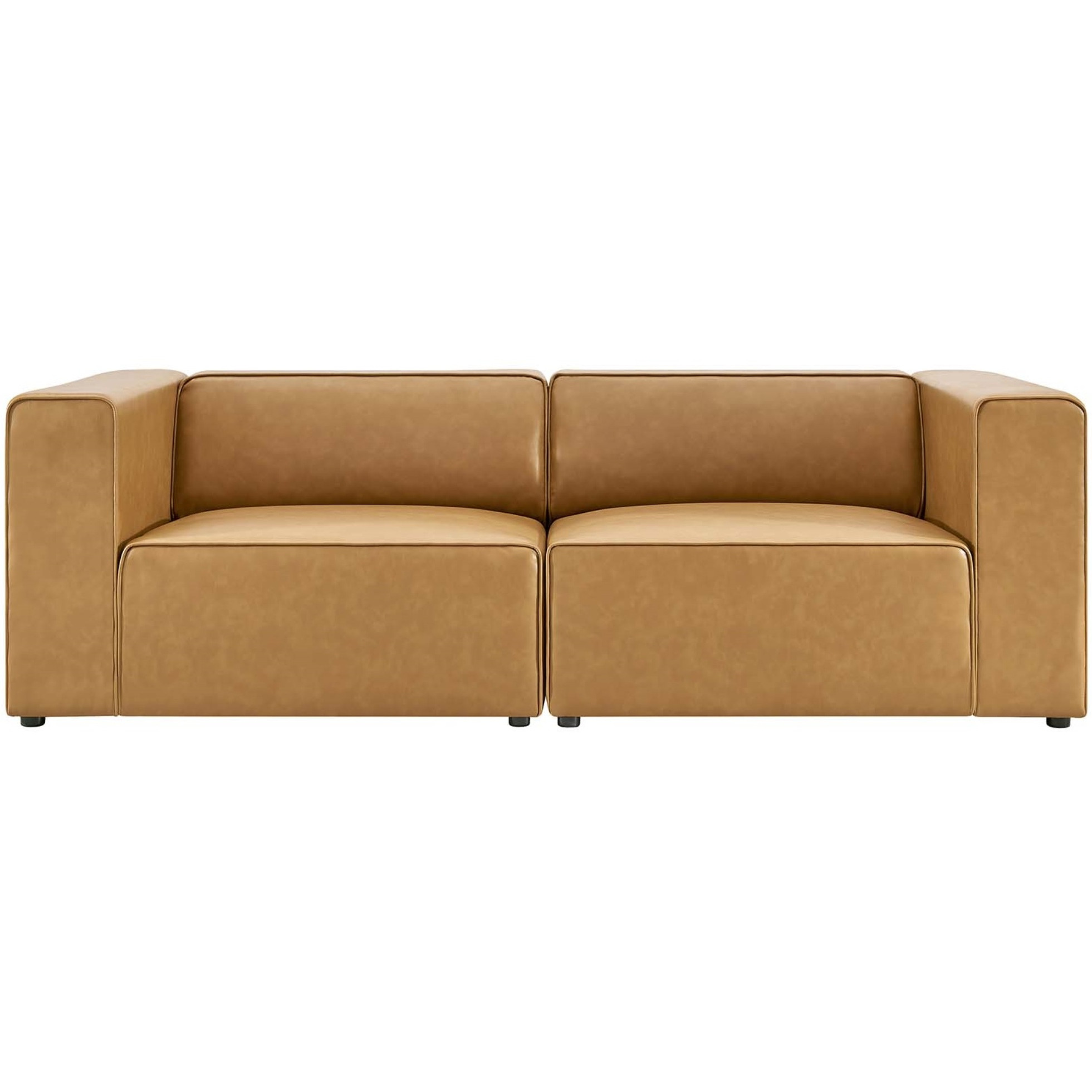 Mingle Vegan Leather 2-Piece Sectional Sofa Loveseat Tan