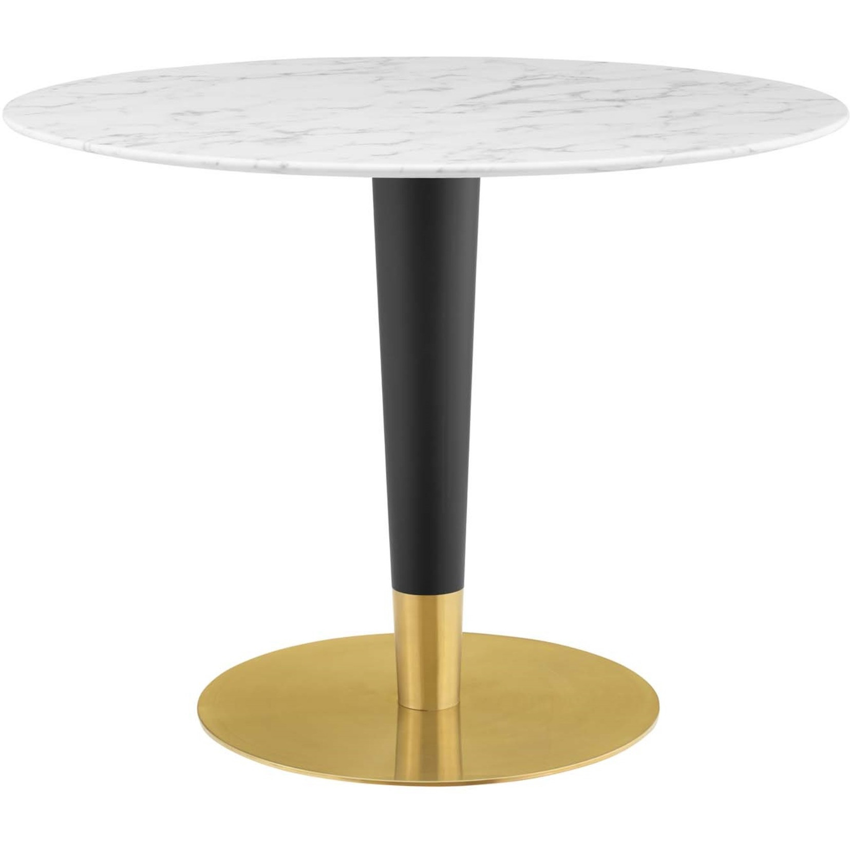 Zinque 40" Artificial Marble Dining Table Gold White