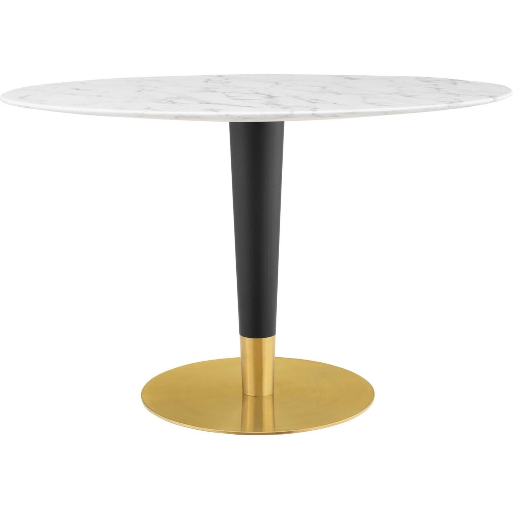 Zinque 48" Oval Artificial Marble Dining Table Gold White