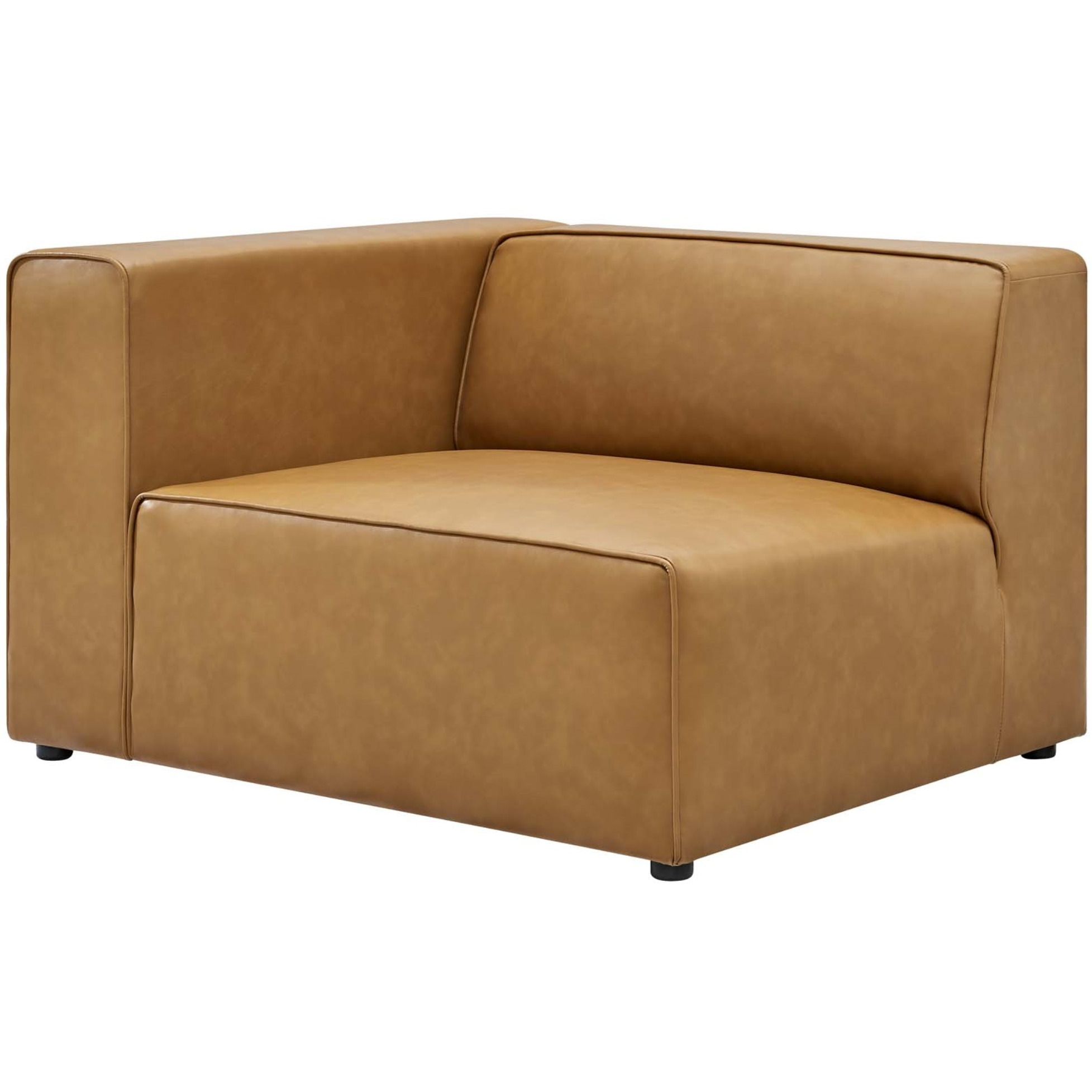 Mingle Vegan Leather Sofa and Ottoman Set Tan
