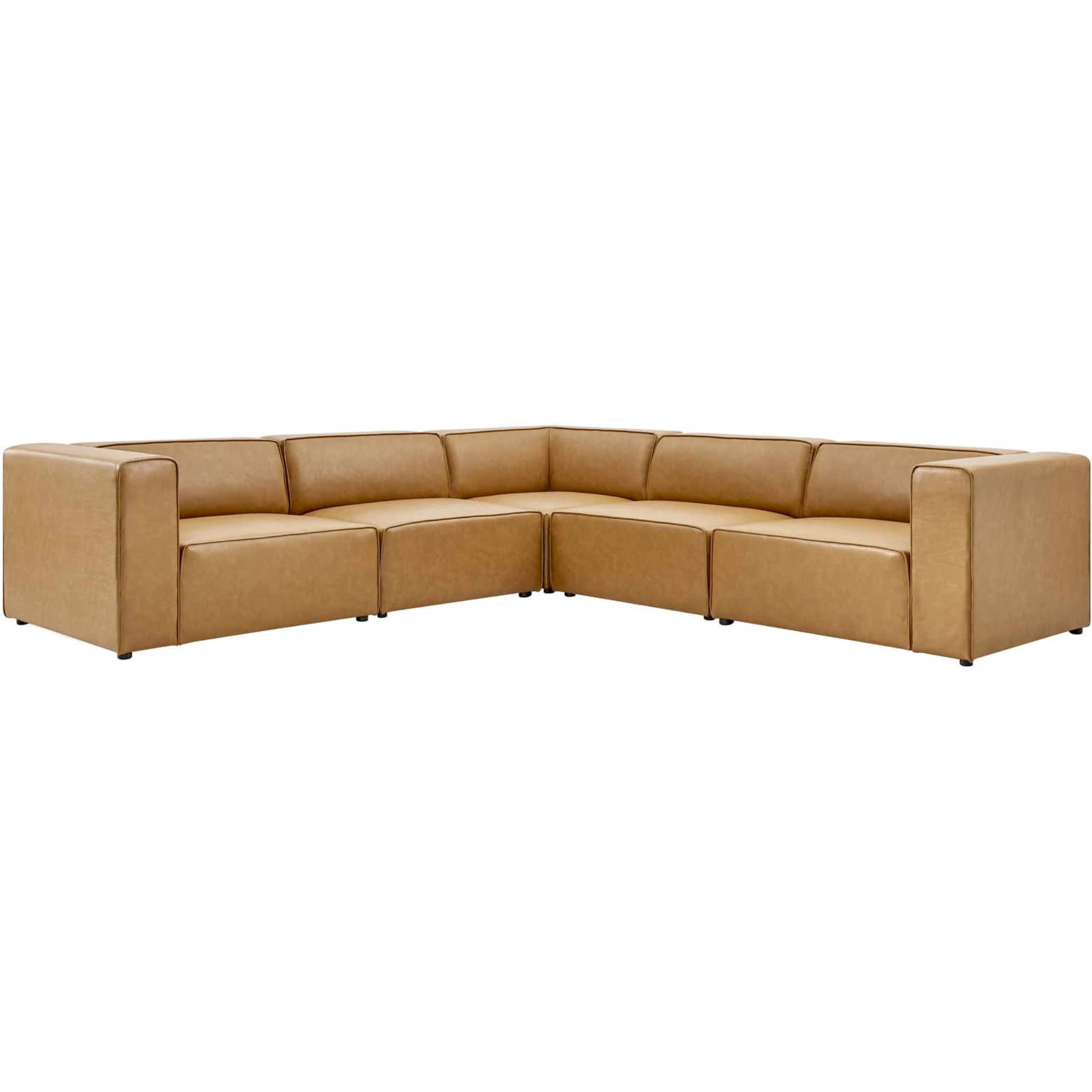 Mingle Vegan Leather 5-Piece Sectional Sofa Tan