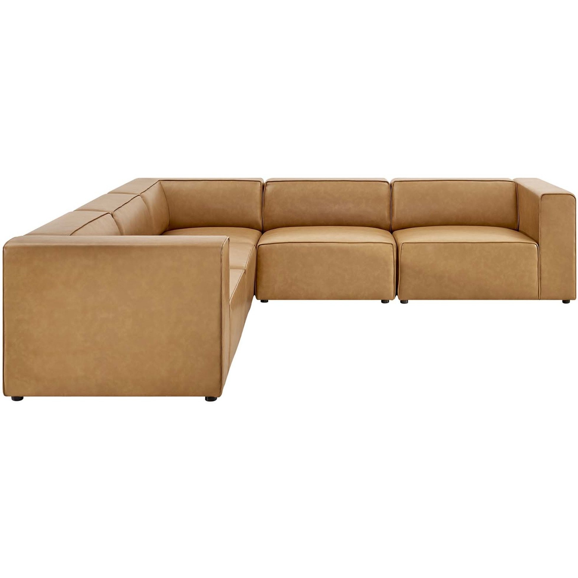 Mingle Vegan Leather 5-Piece Sectional Sofa Tan