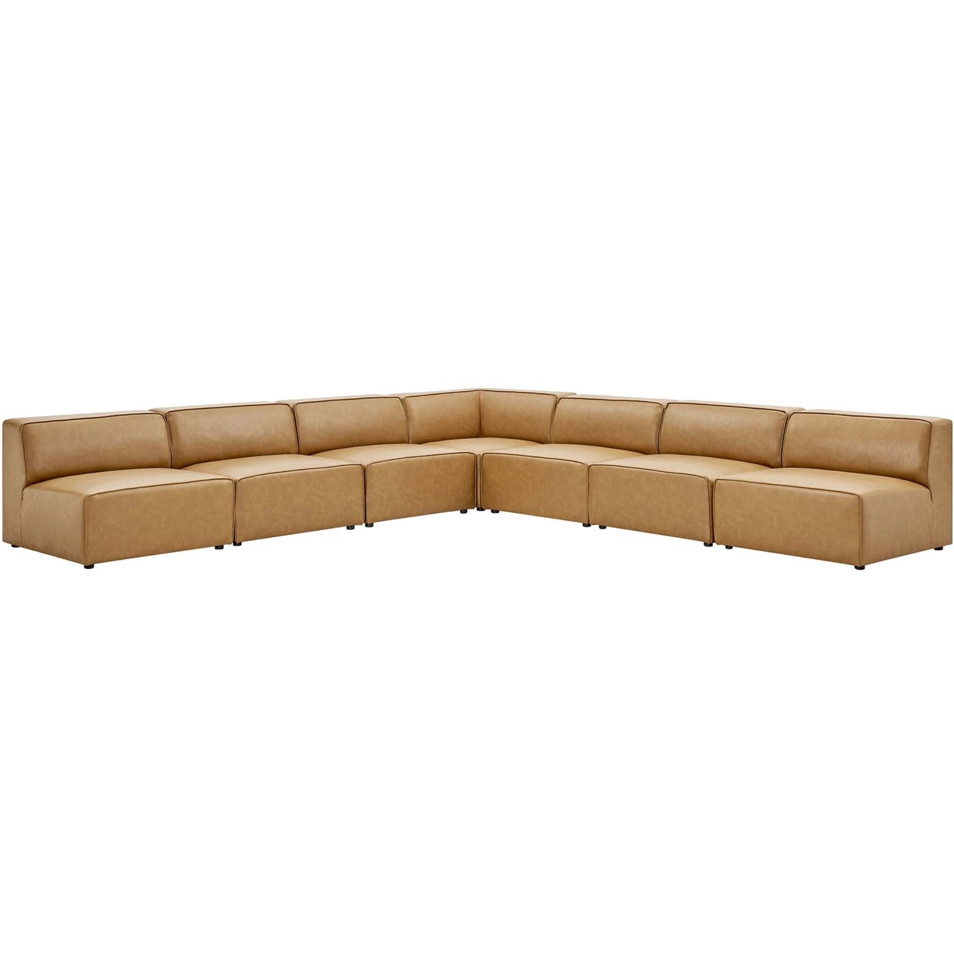 Mingle Vegan Leather 7-Piece Sectional Sofa Tan