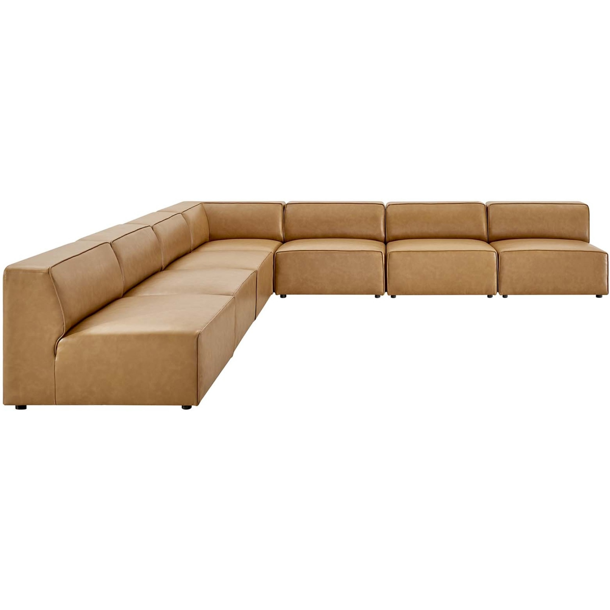 Mingle Vegan Leather 7-Piece Sectional Sofa Tan