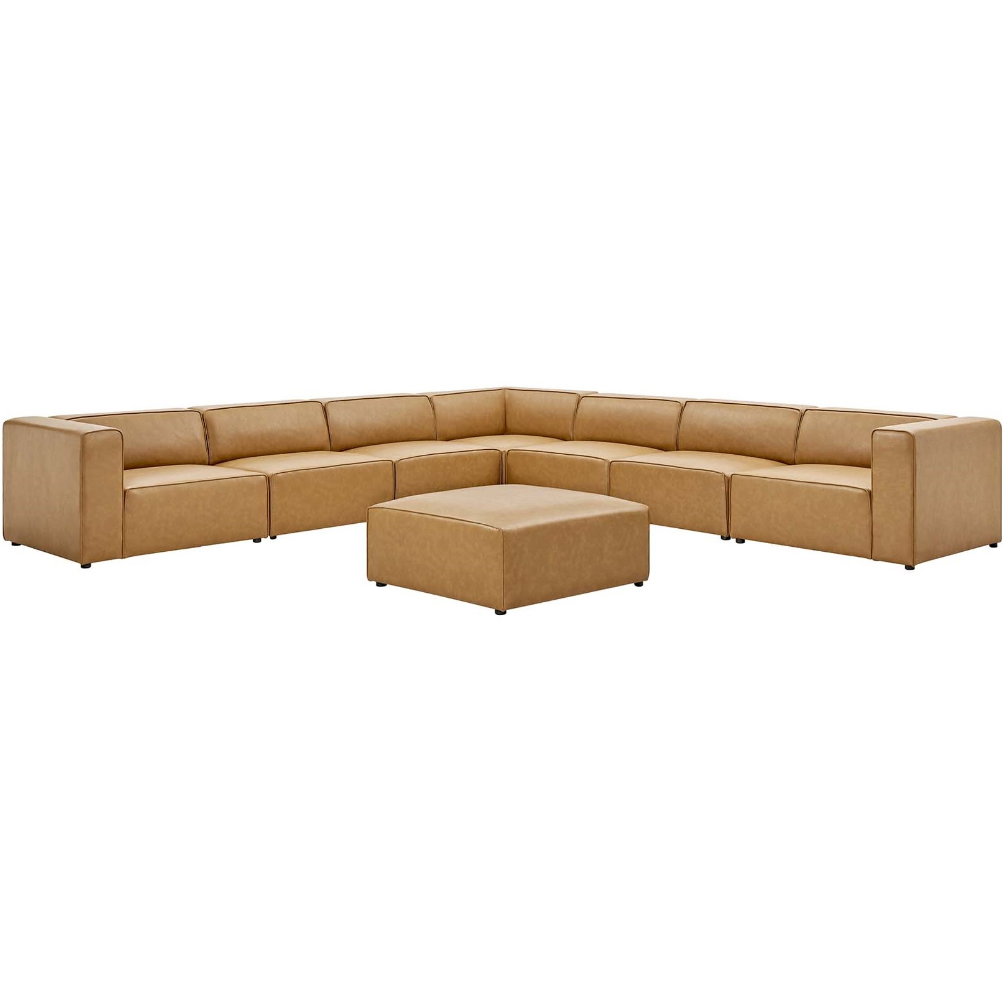 Mingle Vegan Leather 8-Piece Sectional Sofa Set Tan