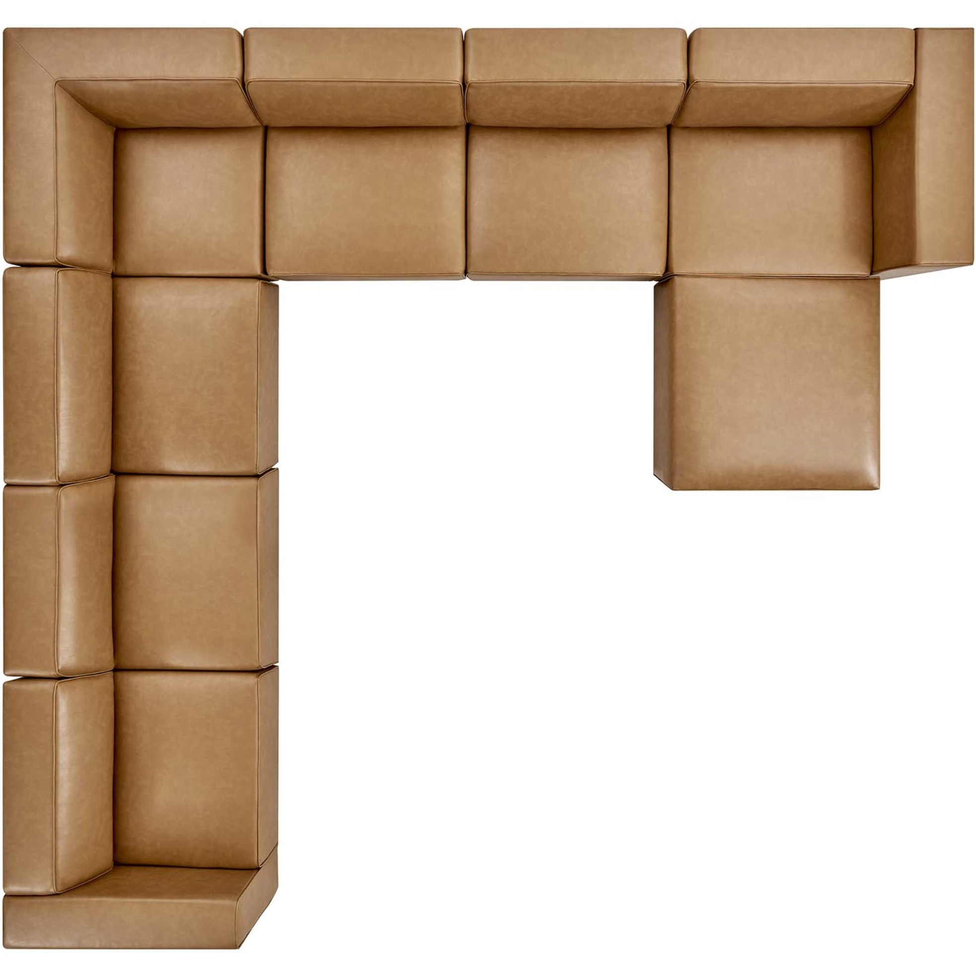 Mingle Vegan Leather 8-Piece Sectional Sofa Set Tan