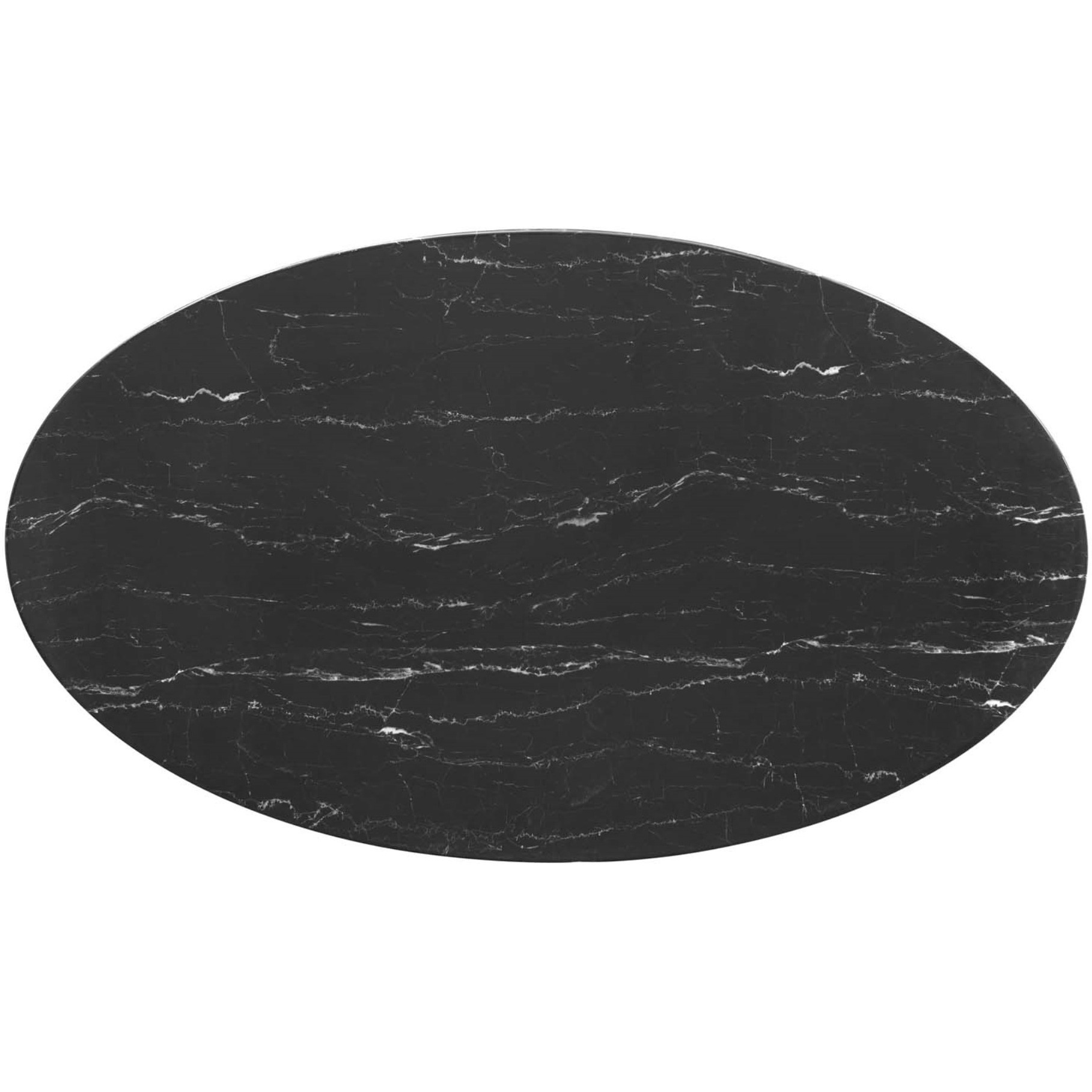 Lippa 54" Artificial Marble Oval Dining Table Black Black