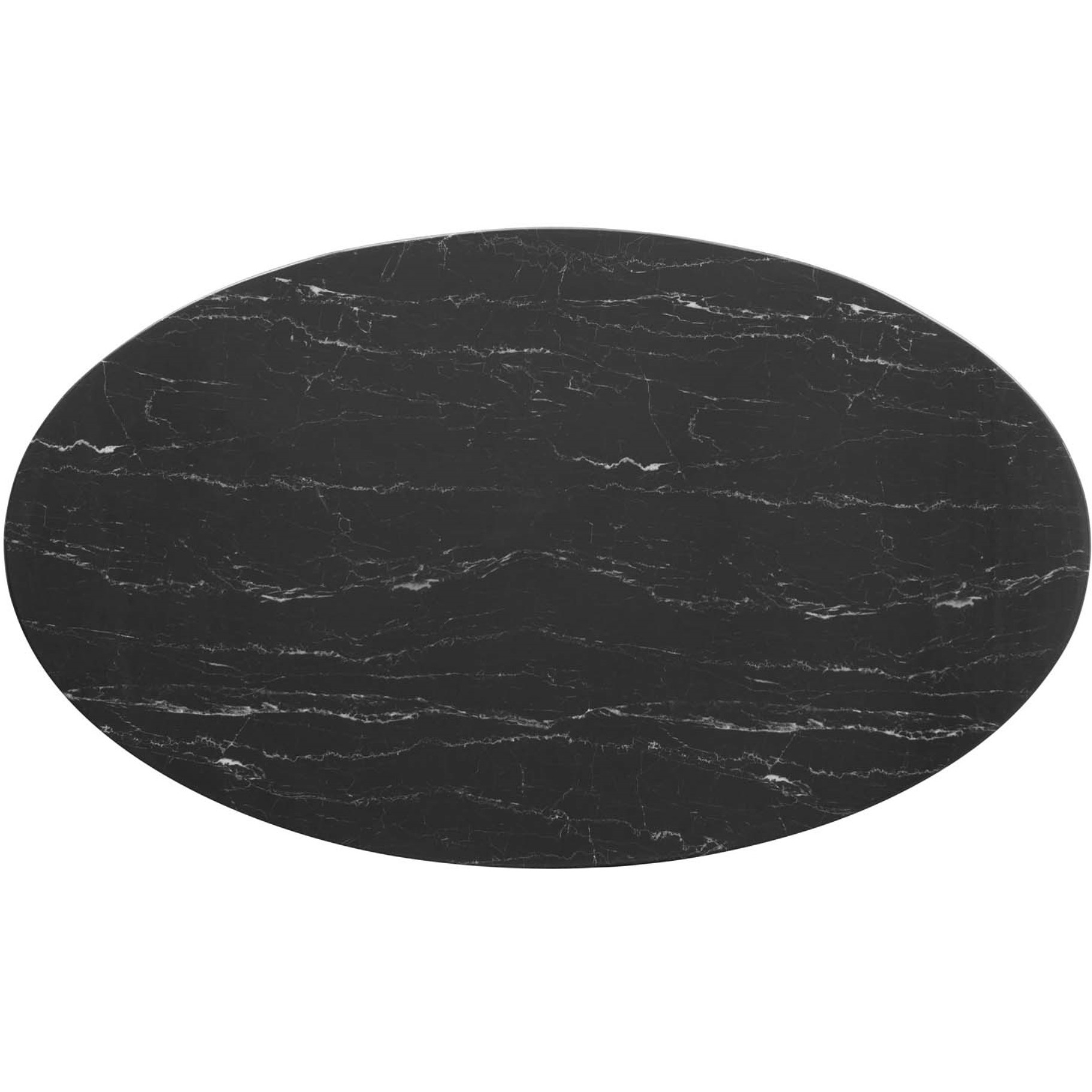 Lippa 60" Artificial Marble Oval Dining Table Black Black