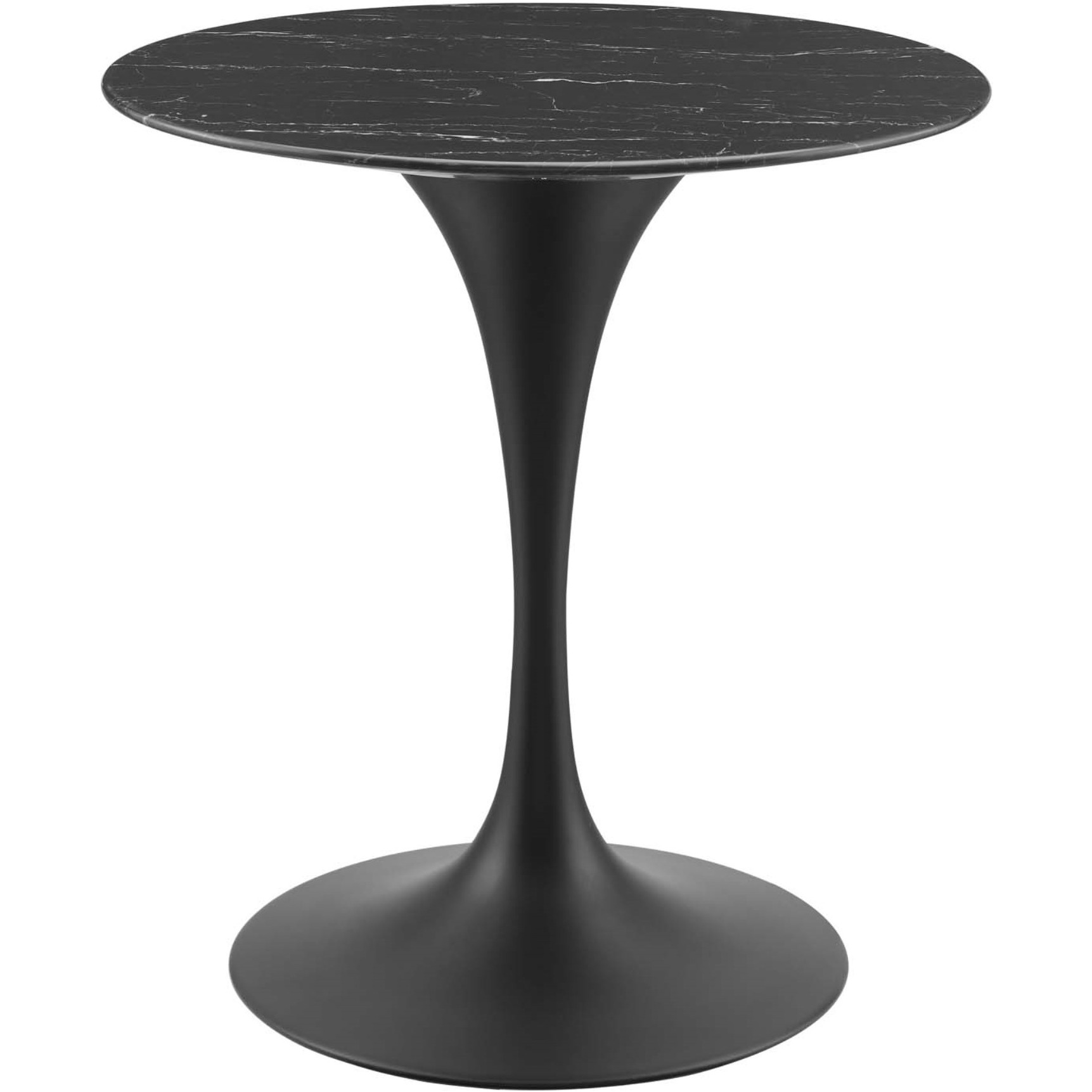 Lippa 28" Artificial Marble Dining Table Black Black