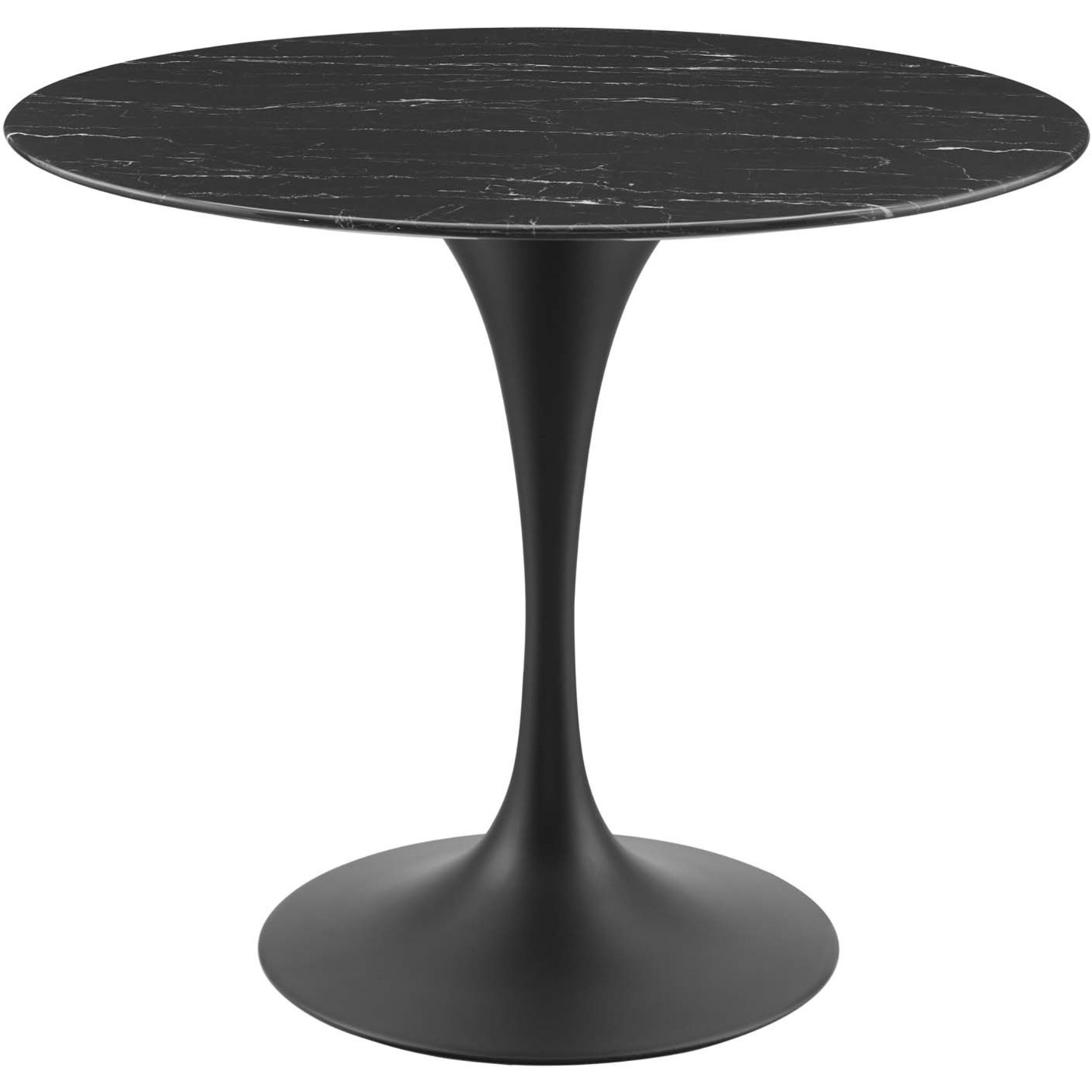 Lippa 36" Artificial Marble Dining Table Black Black