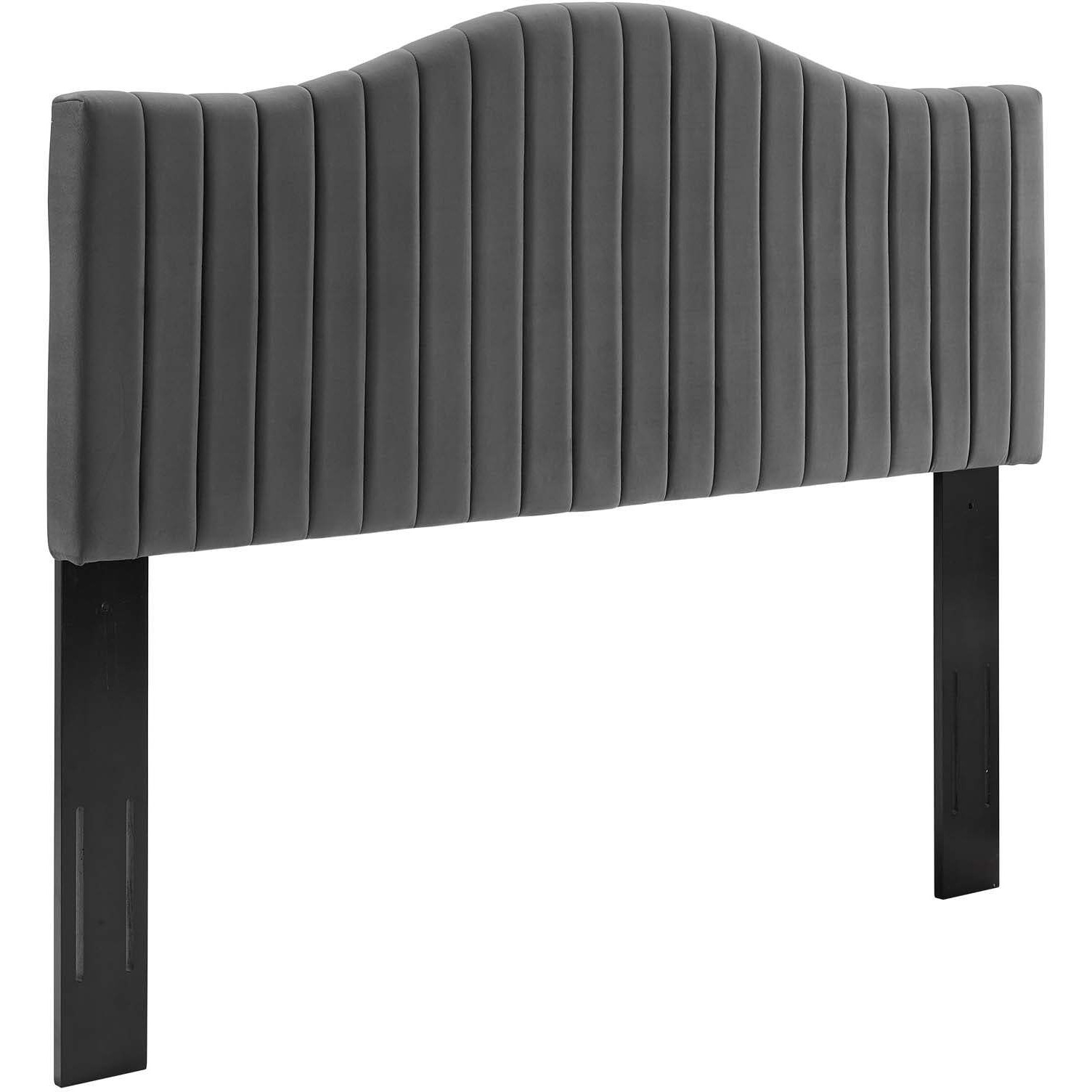 Brielle Channel Tufted Performance Velvet Twin Headboard Charcoal