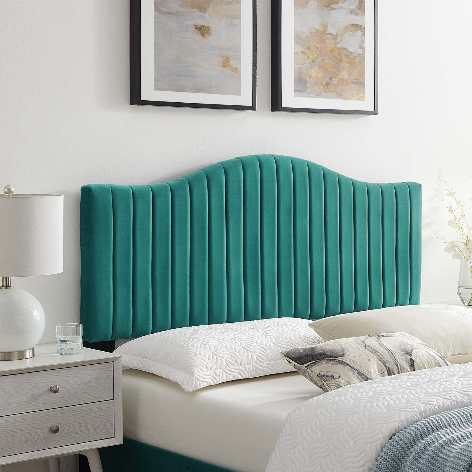Brielle Channel Tufted Performance Velvet Twin Headboard Teal